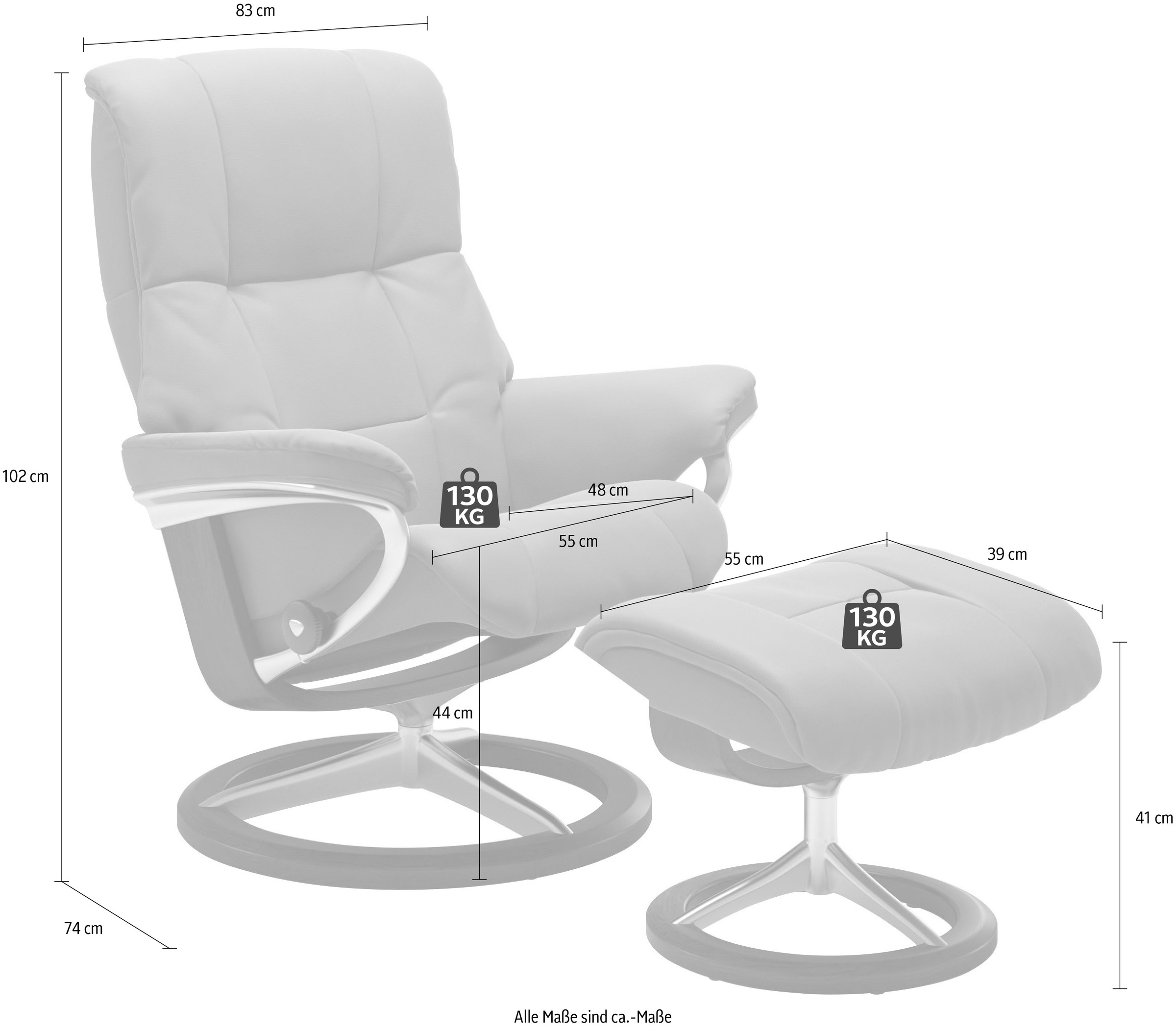 Stressless® Relaxsessel »Mayfair«, (Set, Relaxsessel mit Hocker), mit Hocker, mit Signature Base, Größe S, M & L, Gestell Braun