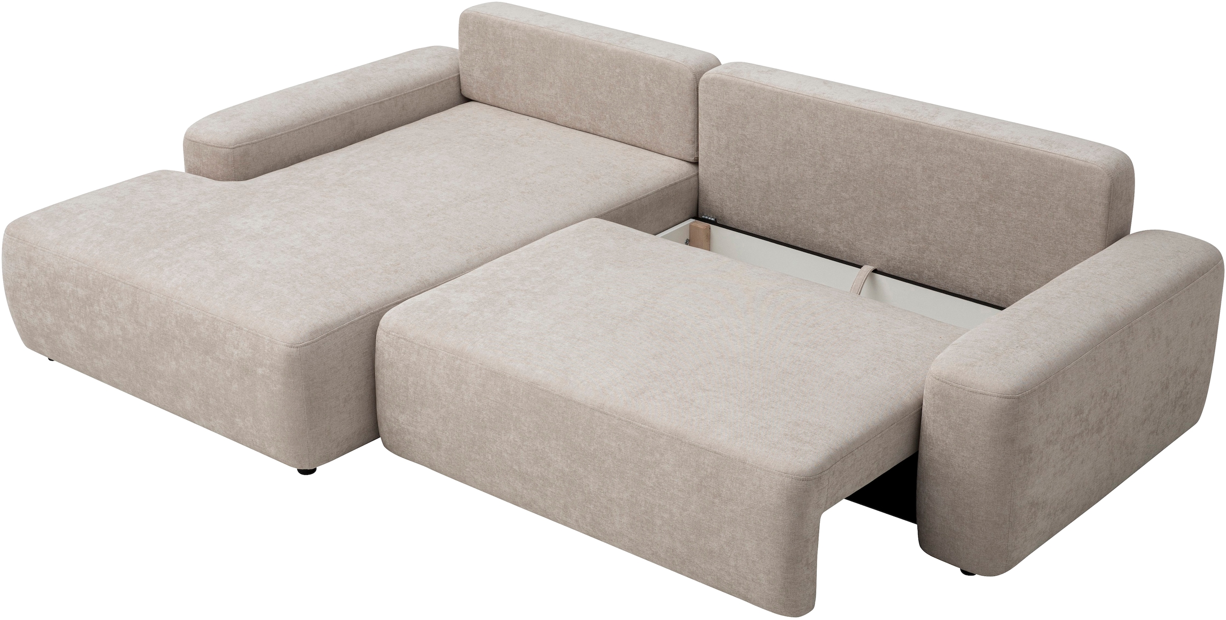 INOSIGN Ecksofa »TORGE (264cm), Schlafsofa in Cord, Samtvelours o Struktur fein, L-Form«, Schlaffunktion, Bettkasten, Liegefläche: 125/210 cm