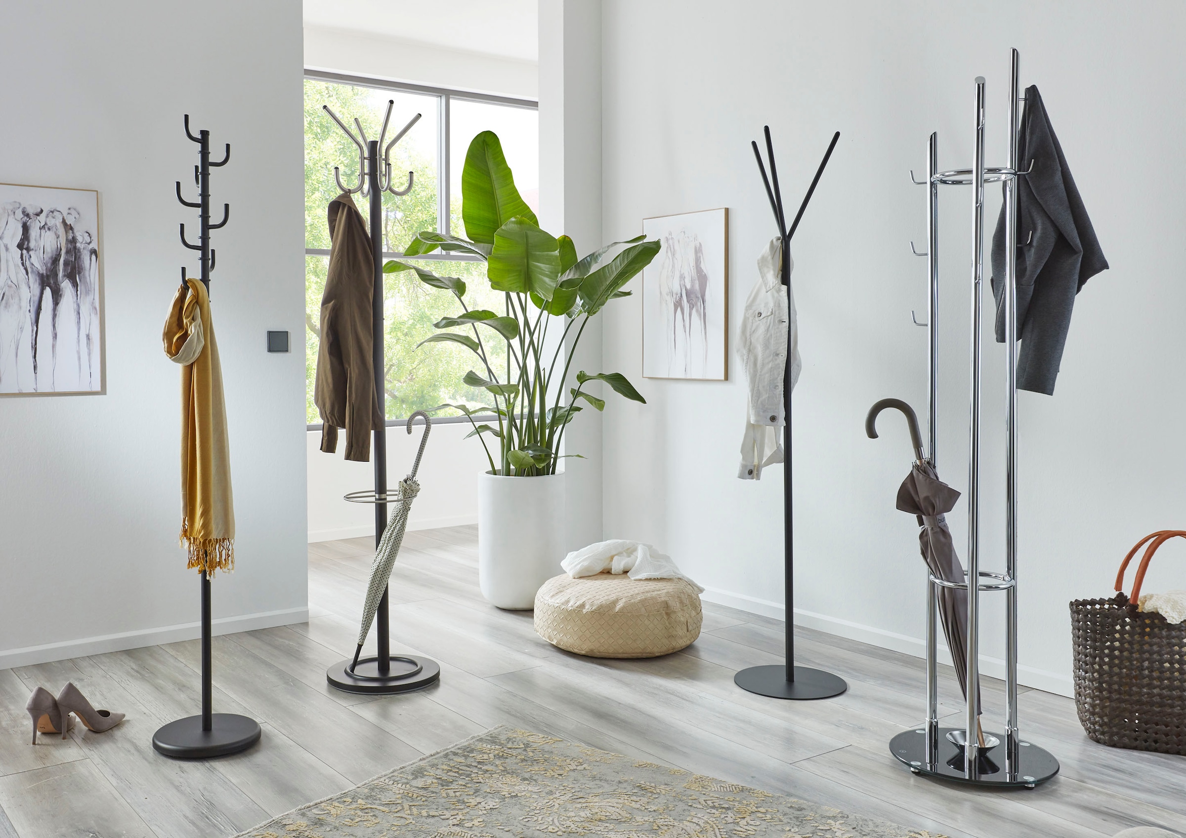 HAKU Garderobenständer »Kleiderständer, Standgarderobe« quadratisch - aus Metall Silber - Ø/H 40/183 cm