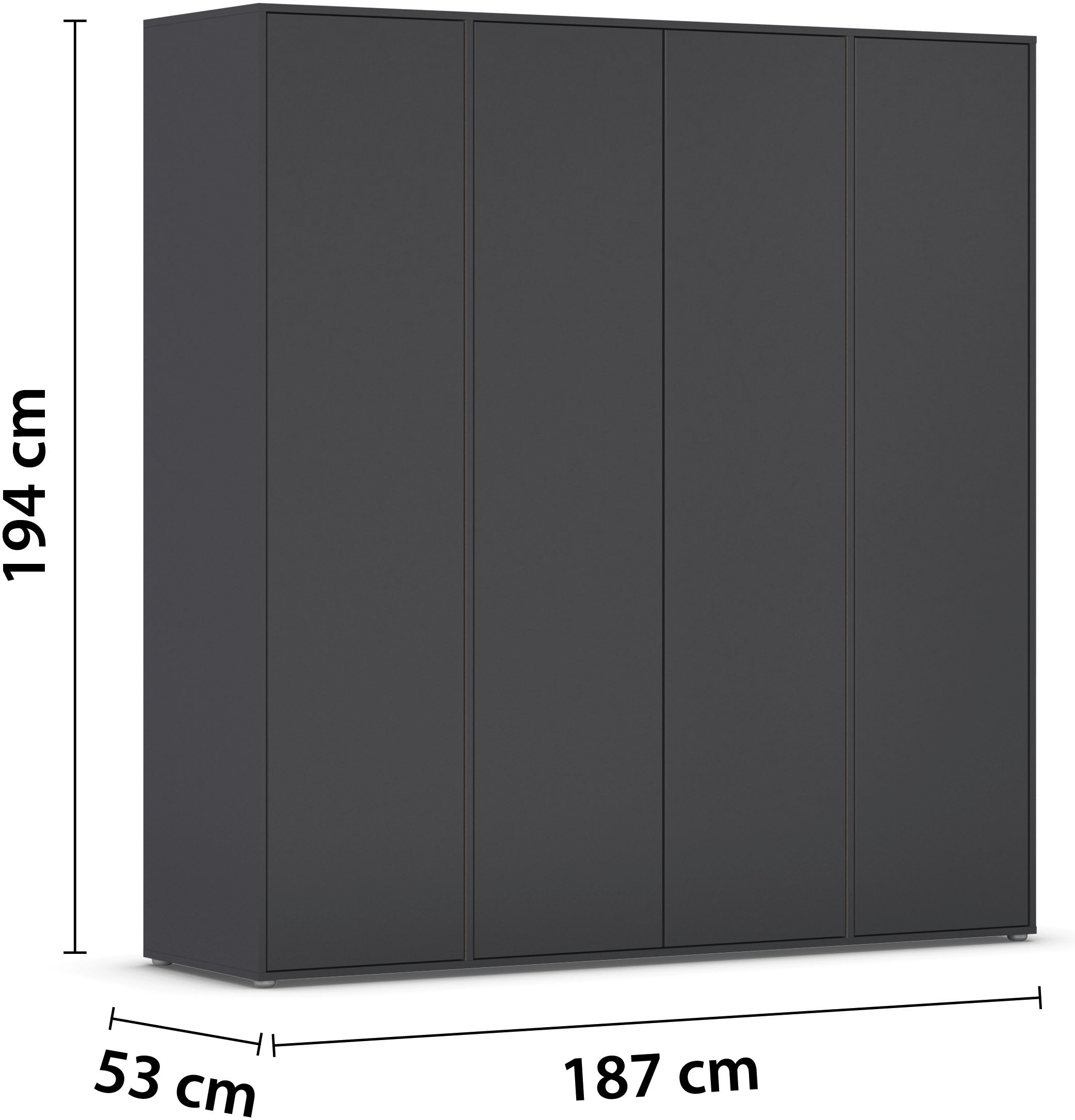 rauch Drehtürenschrank »Kleiderschrank Schrank Garderobe Wäscheschrank NABILA viel Stauraum«, (in 3 verschiedenen Ausstattungen BASIC/CLASSIC/PREMIUM), in 2 Breiten mit Push-to-Open Funktion TOPSELLER MADE IN GERMANY