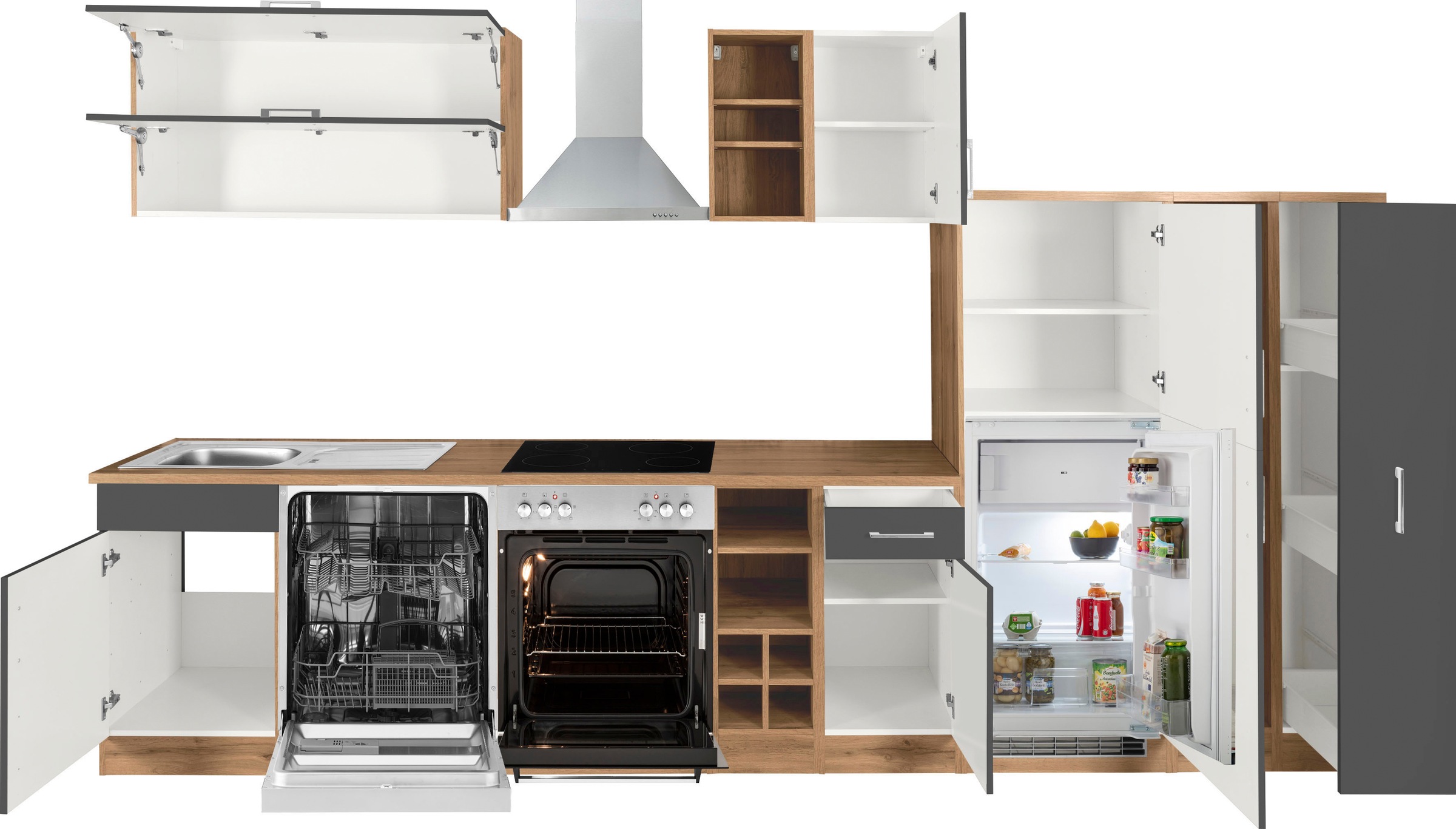 KOCHSTATION Küchenzeile »KS-Colmar«, mit E-Geräten, Breite 360 cm