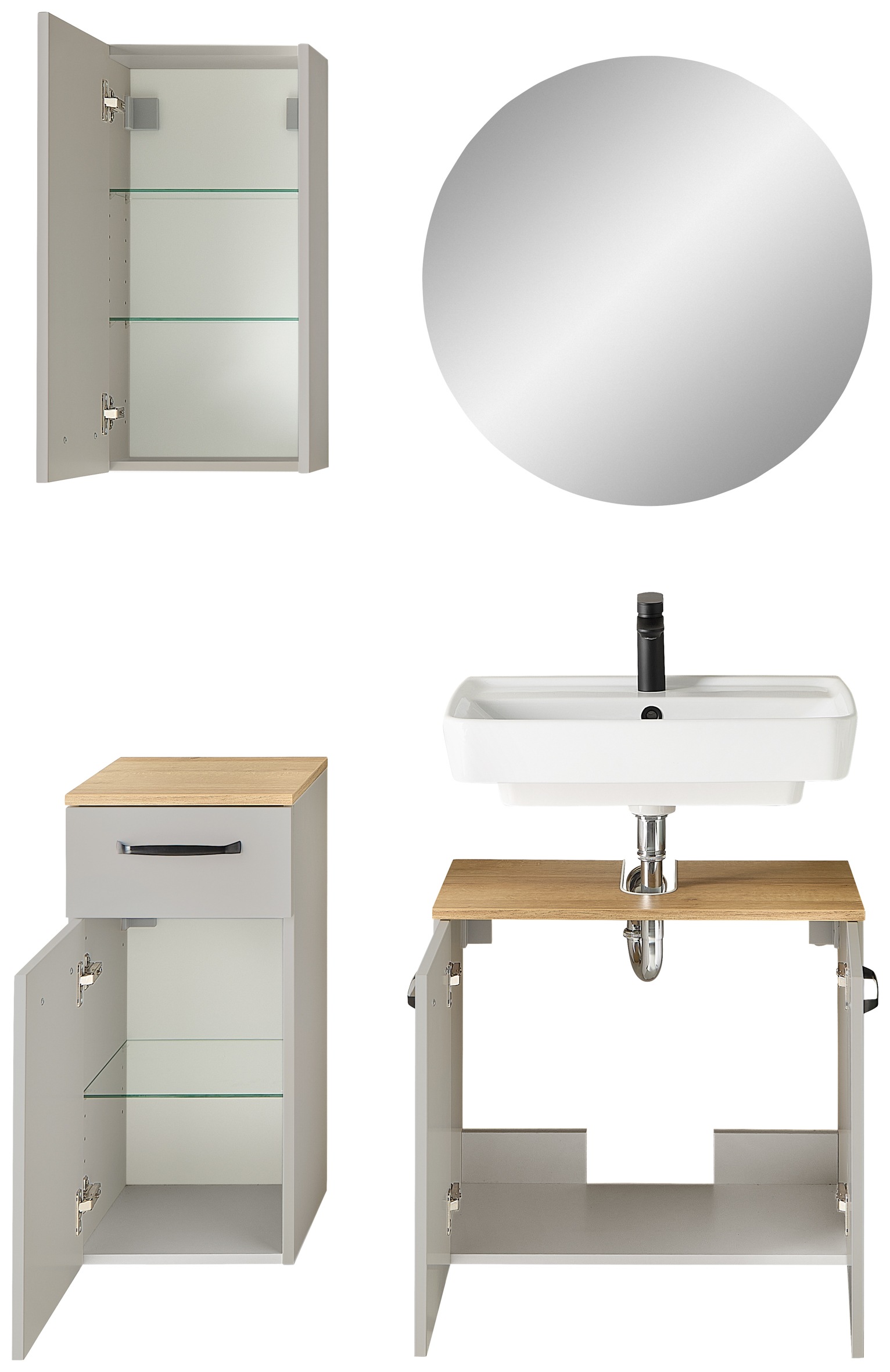 Saphir Badmöbel-Set »Quickset 500, Waschbeckenunterschrank mit Spiegel« 4 Stk. tlg.