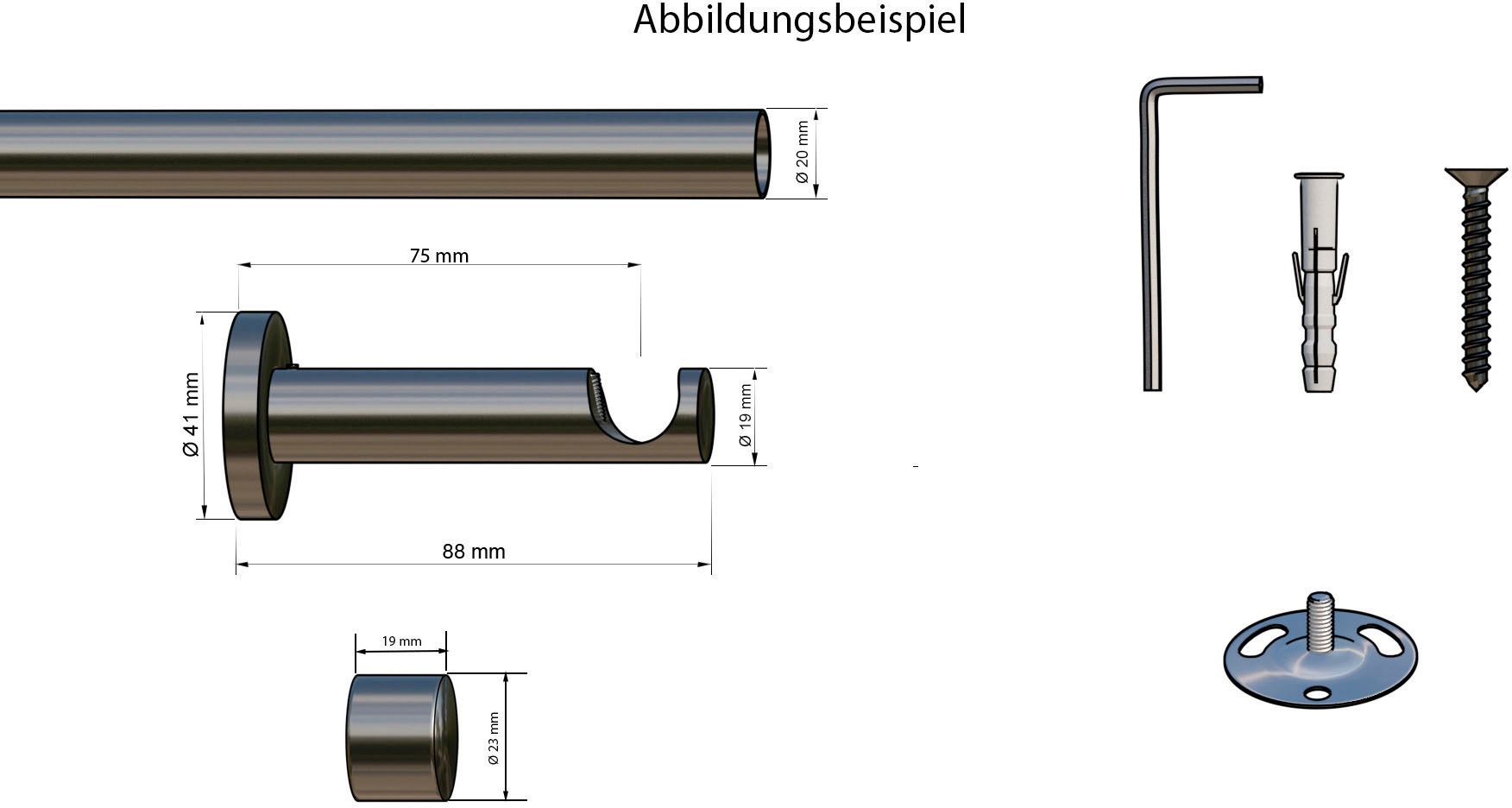 indeko Gardinenstange »Linz«, 1 läufig-läufig, Wunschmaßlänge, Komplett-Set inkl. Montagematerial