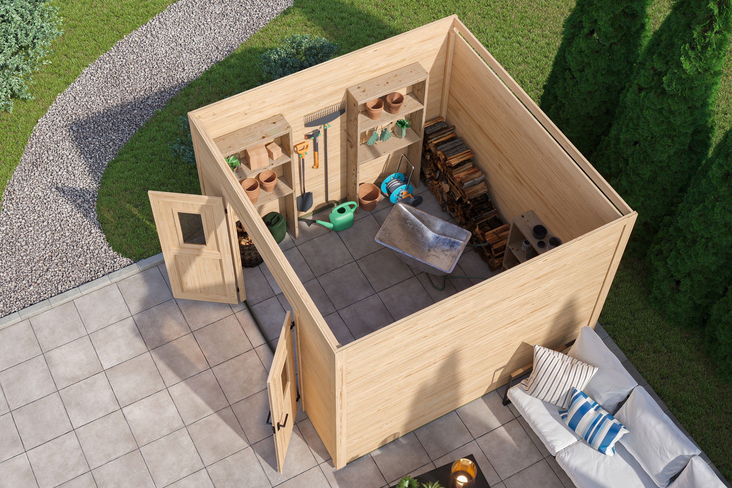 Nordic Holz Gartenhaus »Felix 3«, kleiner stilvoller Schuppen mit Flachdach
