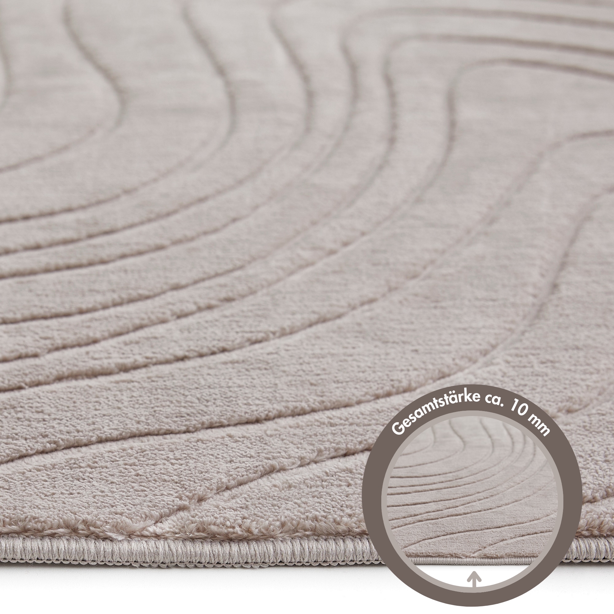 Andiamo Teppich »Dale«, rechteckig, 10 mm Höhe, Uni Farben, Hoch-Tief-Struktur, Carving-Effekt, Wohnzimmer