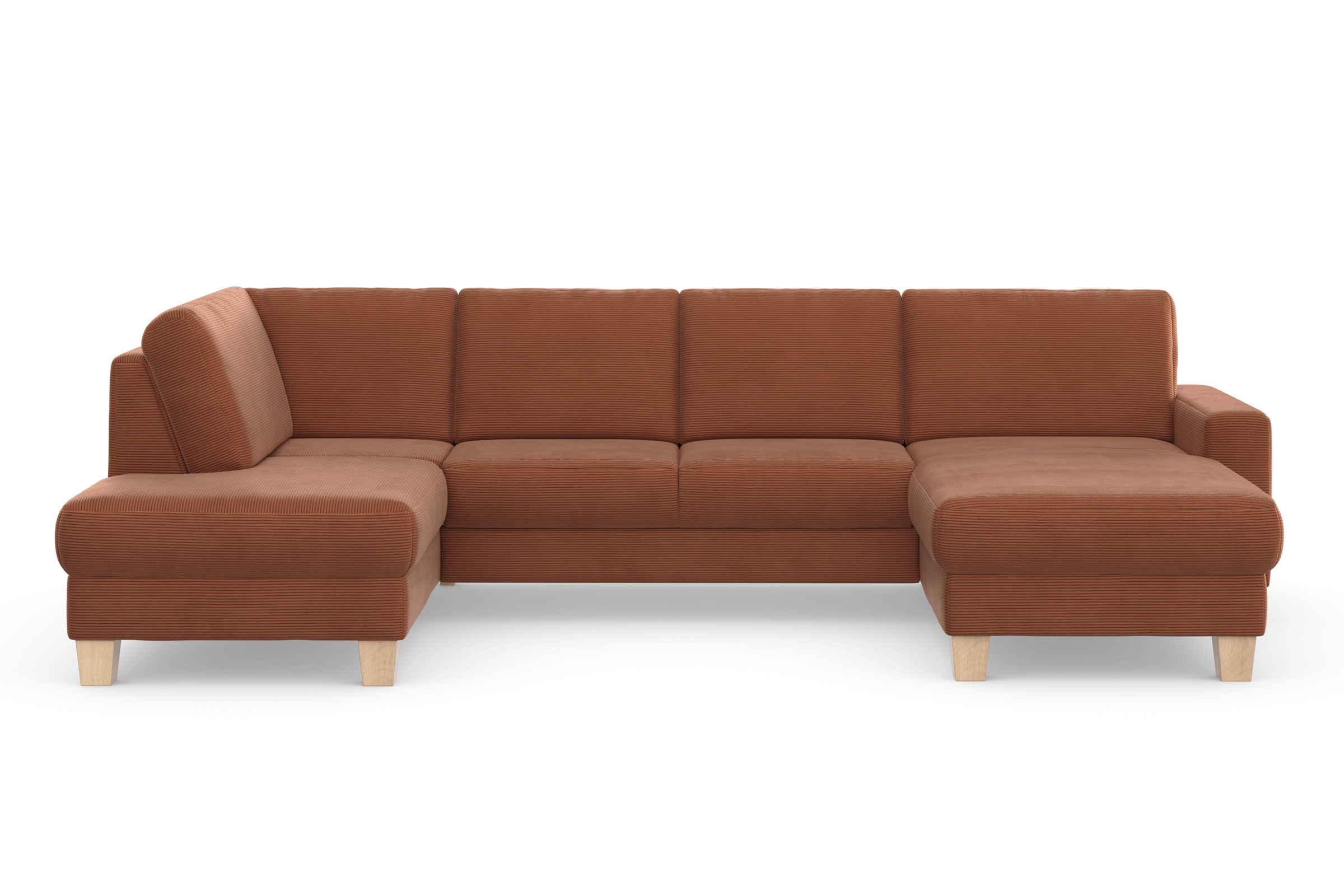 Home affaire Wohnlandschaft »Summer U-Form« mit oder ohne Bettfunktion und Bettkasten, Cord-Bezug