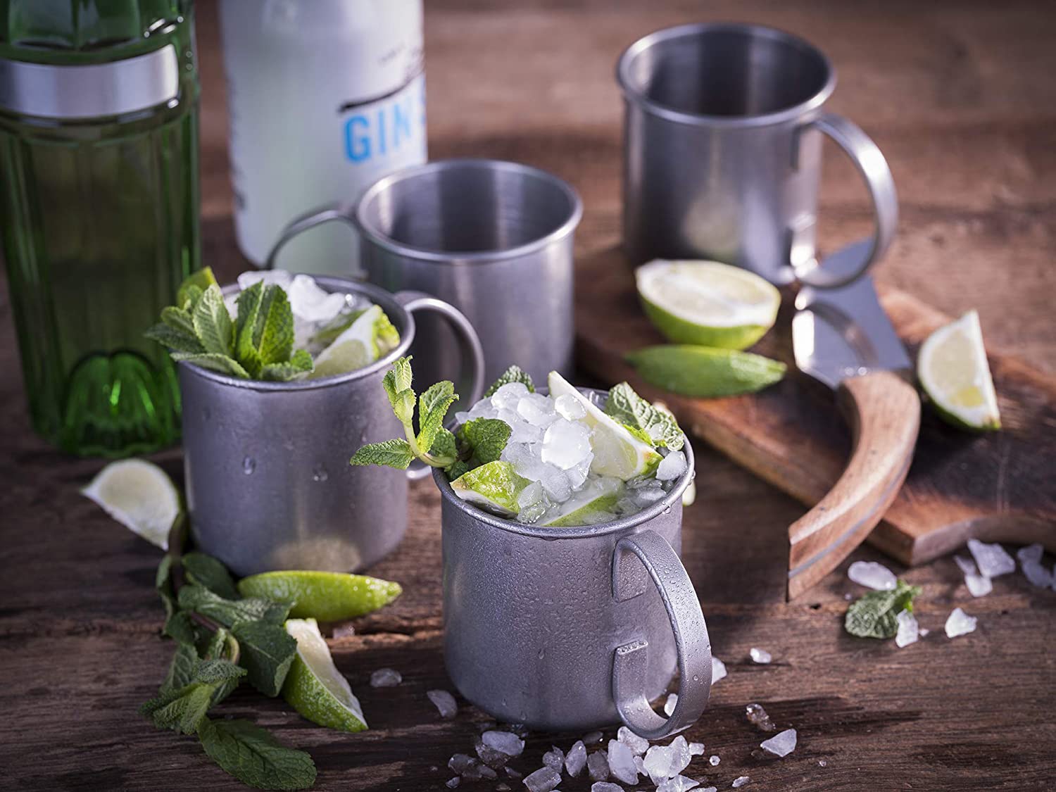 Buddy's Becher »Buddy´s Bar«, (Set, 4 tlg.), Moscow Mule Becher, 450 ml, hochwertiger Edelstahl, Edelstahl Antik