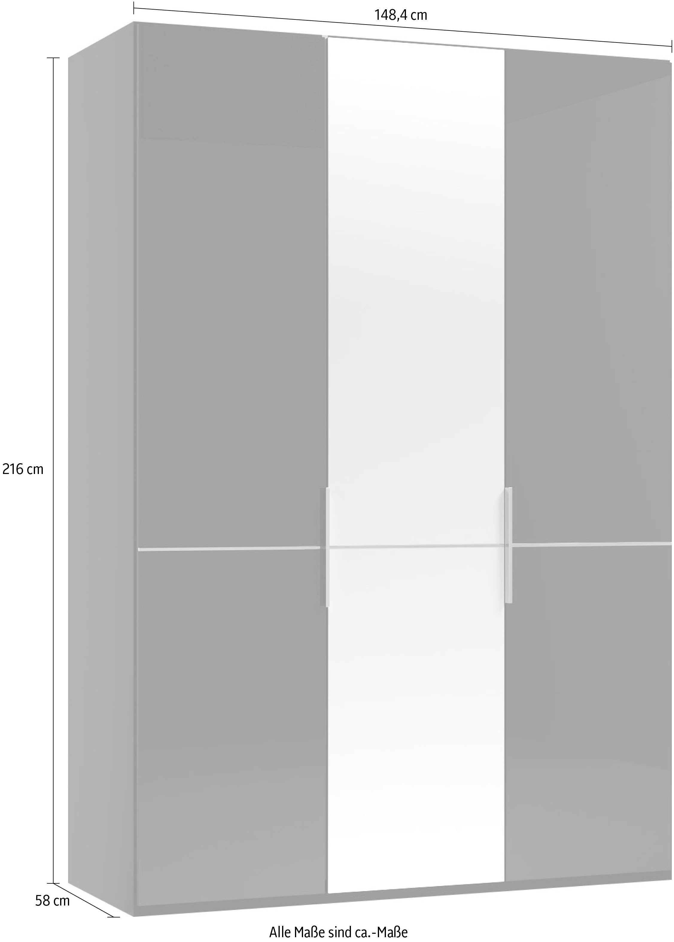 Musterring Drehtürenschrank »Imola W« inkl. Einlegeböden und Kleiderstangen, mit Glas- und Spiegeltüren