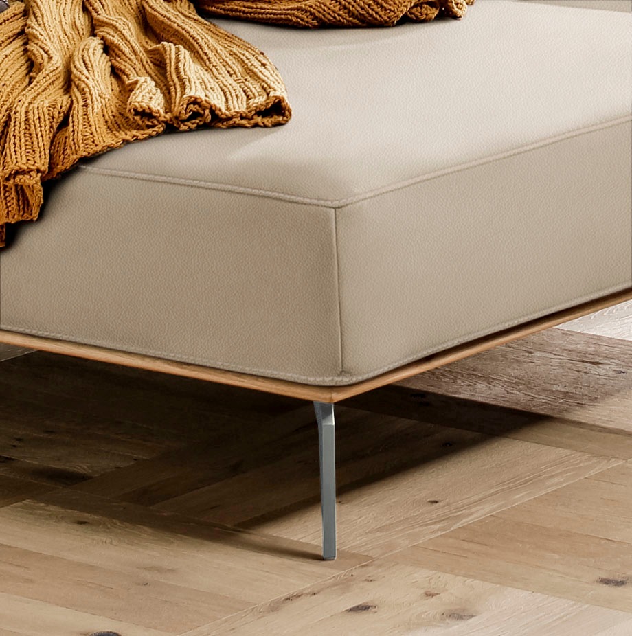 W.SCHILLIG Ecksofa »run, Designsofa mit tollem Sitzkomfort, bequem, L-Form«, mit elegantem Holzsockel, Füße in Silber matt, Breite 319 cm