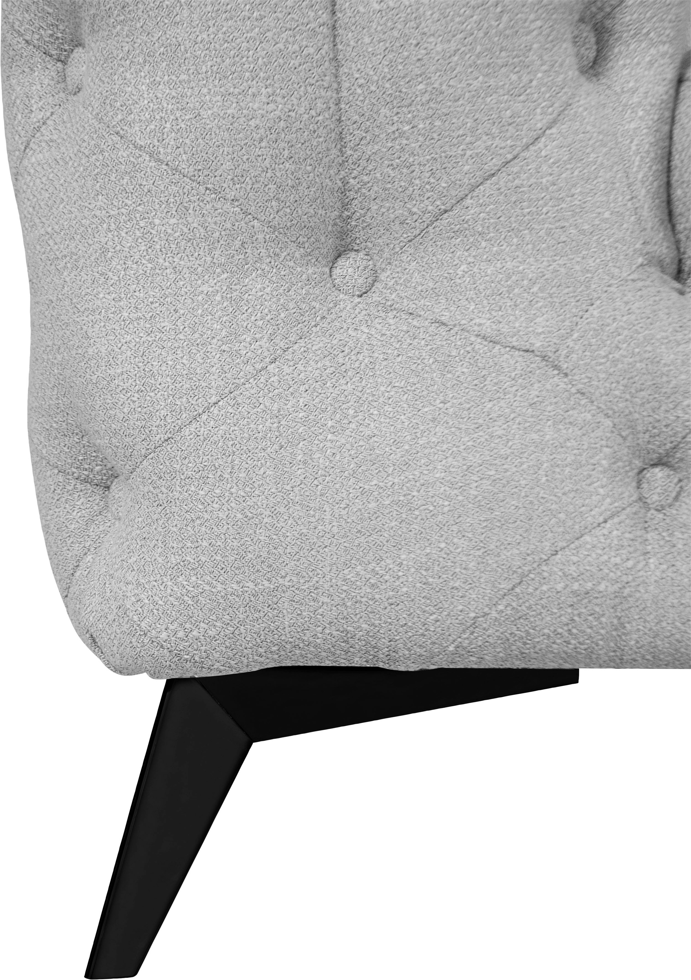 Leonique Chesterfield-Sofa »Ecksofa GLYNIS L-Form mit Wellenunterfederung, Maße B/T/H 264/204/75cm«, aufwändige Knopfheftung, moderne Chesterfield Optik, Fußfarbe wählbar
