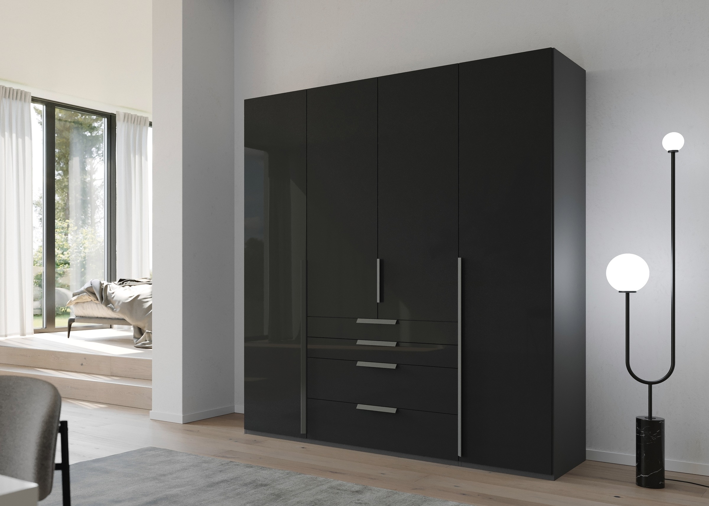 rauch Drehtürenschrank »Purisma«, mit Glasfront, Schubladen und umfangreichem Zubehör, mit Soft-Close