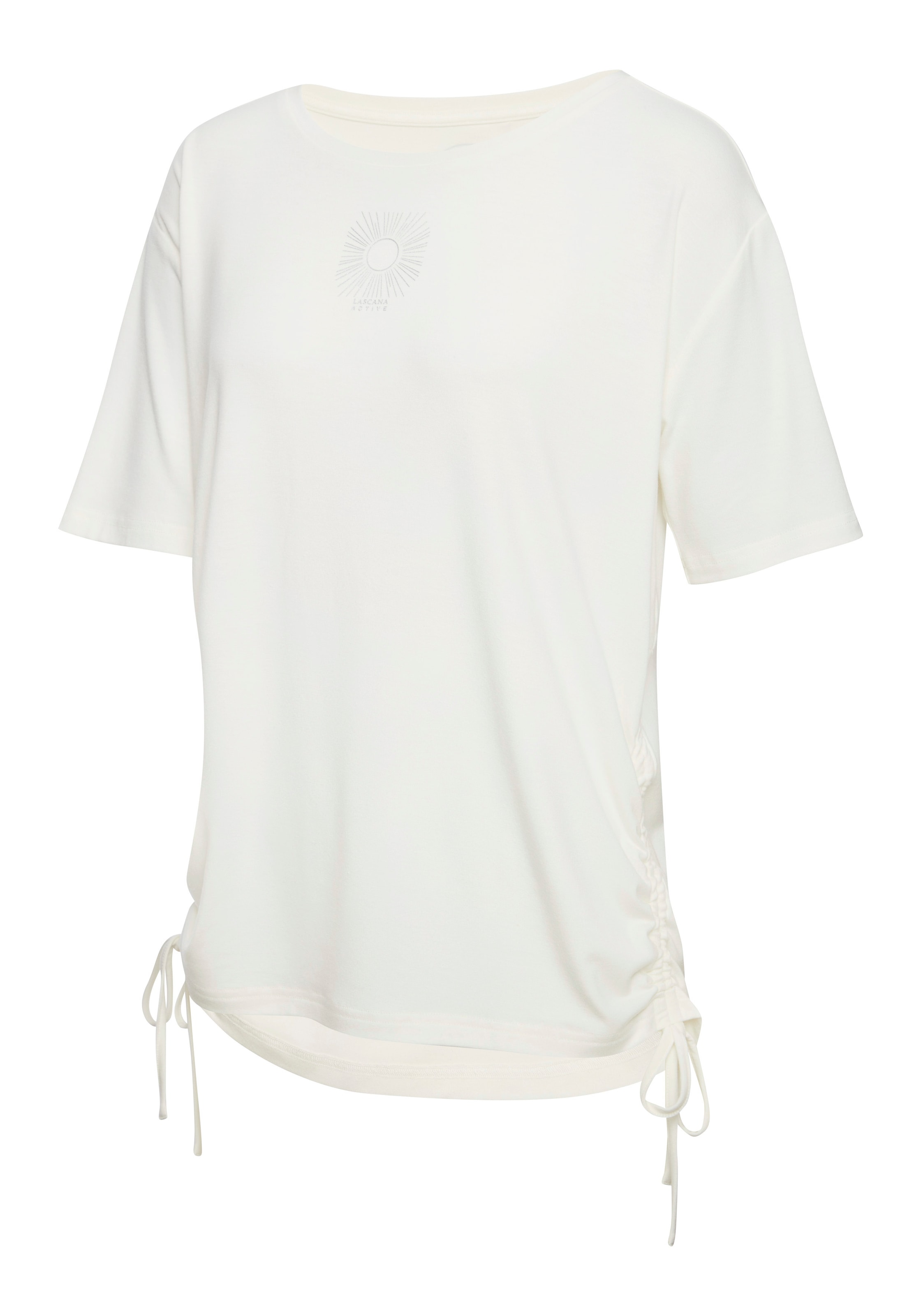 LASCANA ACTIVE Yoga & Relax Shirt »- T-Shirt - Sportshirt« mit verstellbarer, seitlicher Raffung und Foliendruck