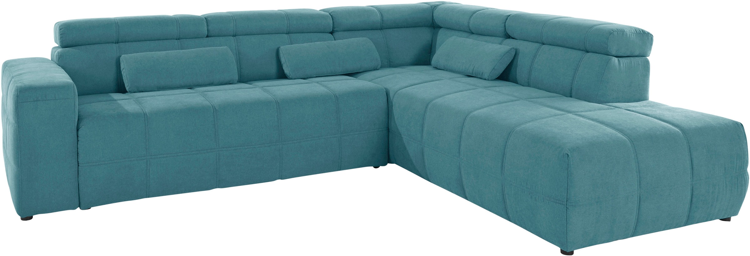 DOMO collection Ecksofa »Brandon L-Form, auch in Leder«, inklusive Kopfteilverstellung, wahlweise mit Sitztiefenverstellung