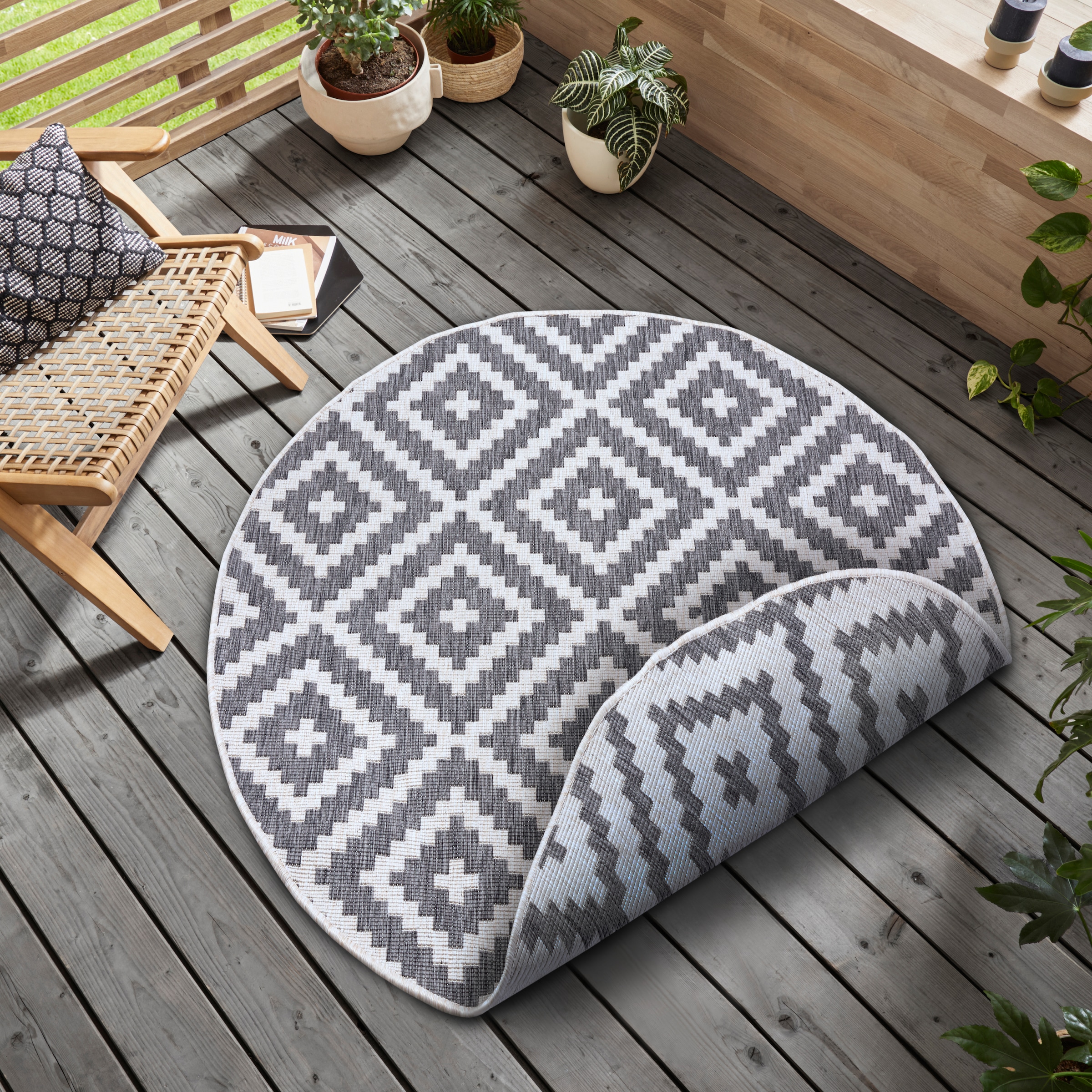 my home Teppich »Ronda Wendeteppich«, rund, 5 mm Höhe, Sisal-Optik, Flachge günstig online kaufen