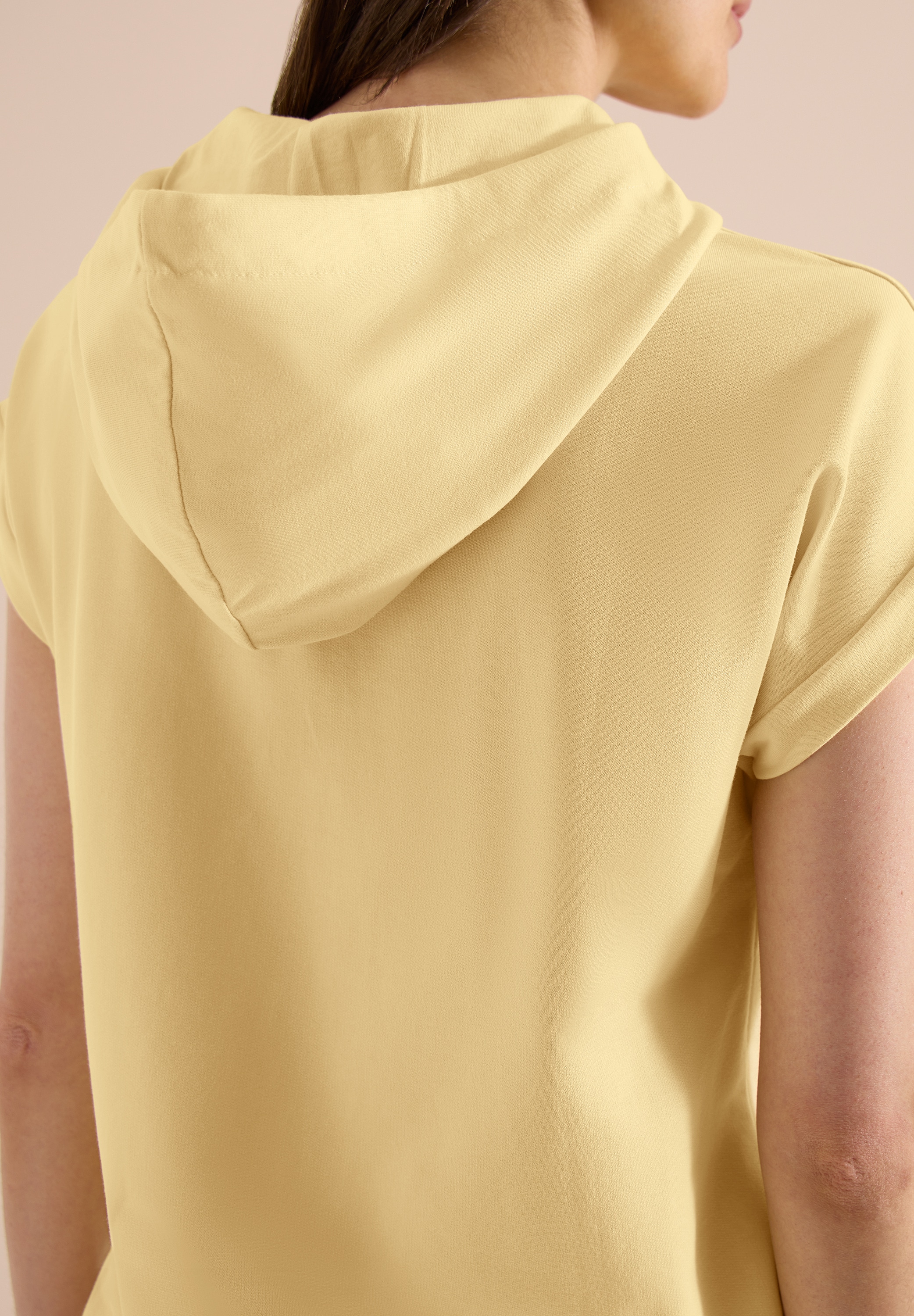 Cecil Sweater , Kurzarm Sweatshirt mit Hoodie und Printdetail
