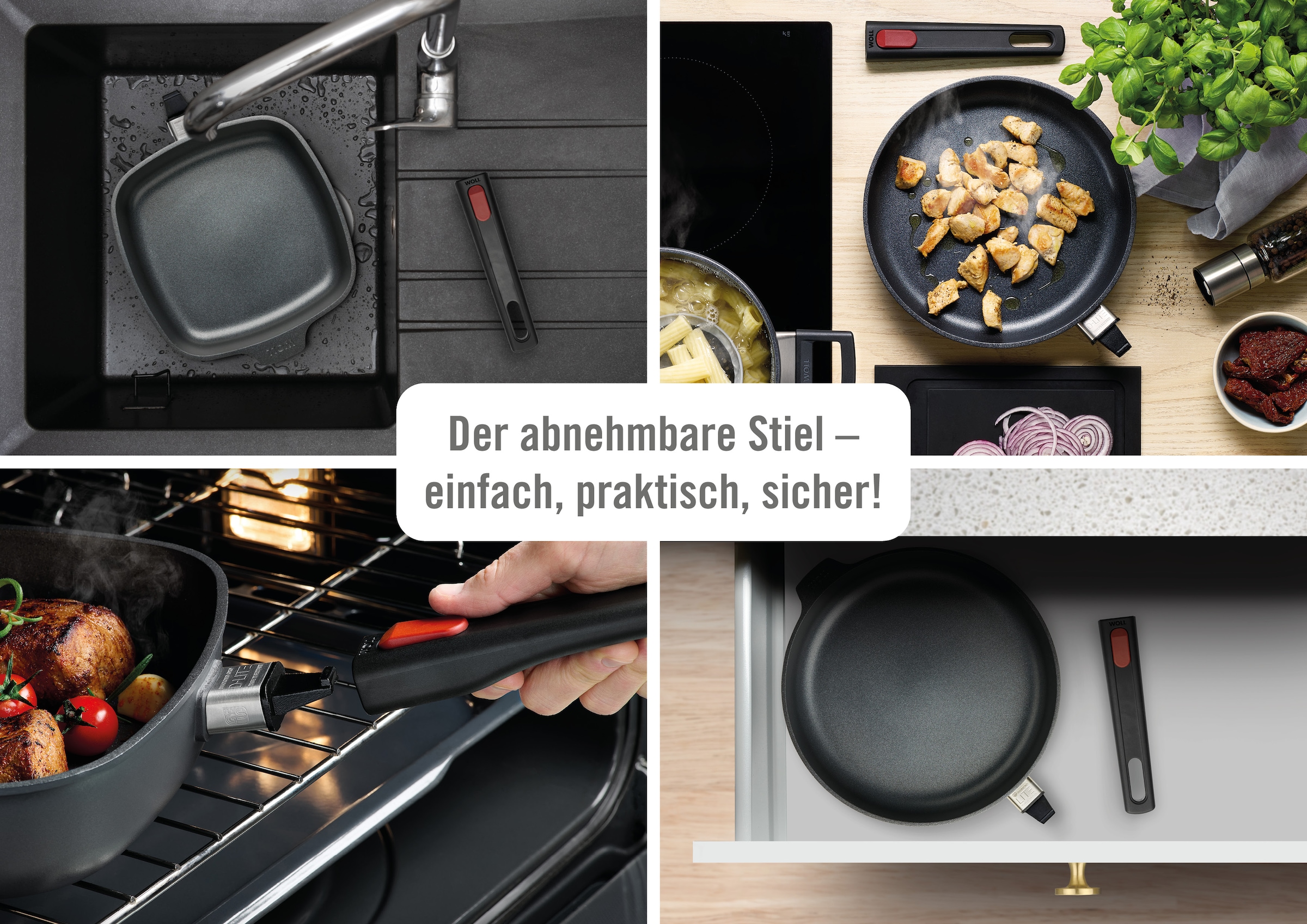 WOLL Grillpfanne »D-Lite Grillpfanne, 28 x 28 x 4 cm, Antihaft, Induktion« Aluminiumguss 1 tlg. Induktionsgeeignet, Ofenfest o. Stiel, Spülmaschinengeeignet