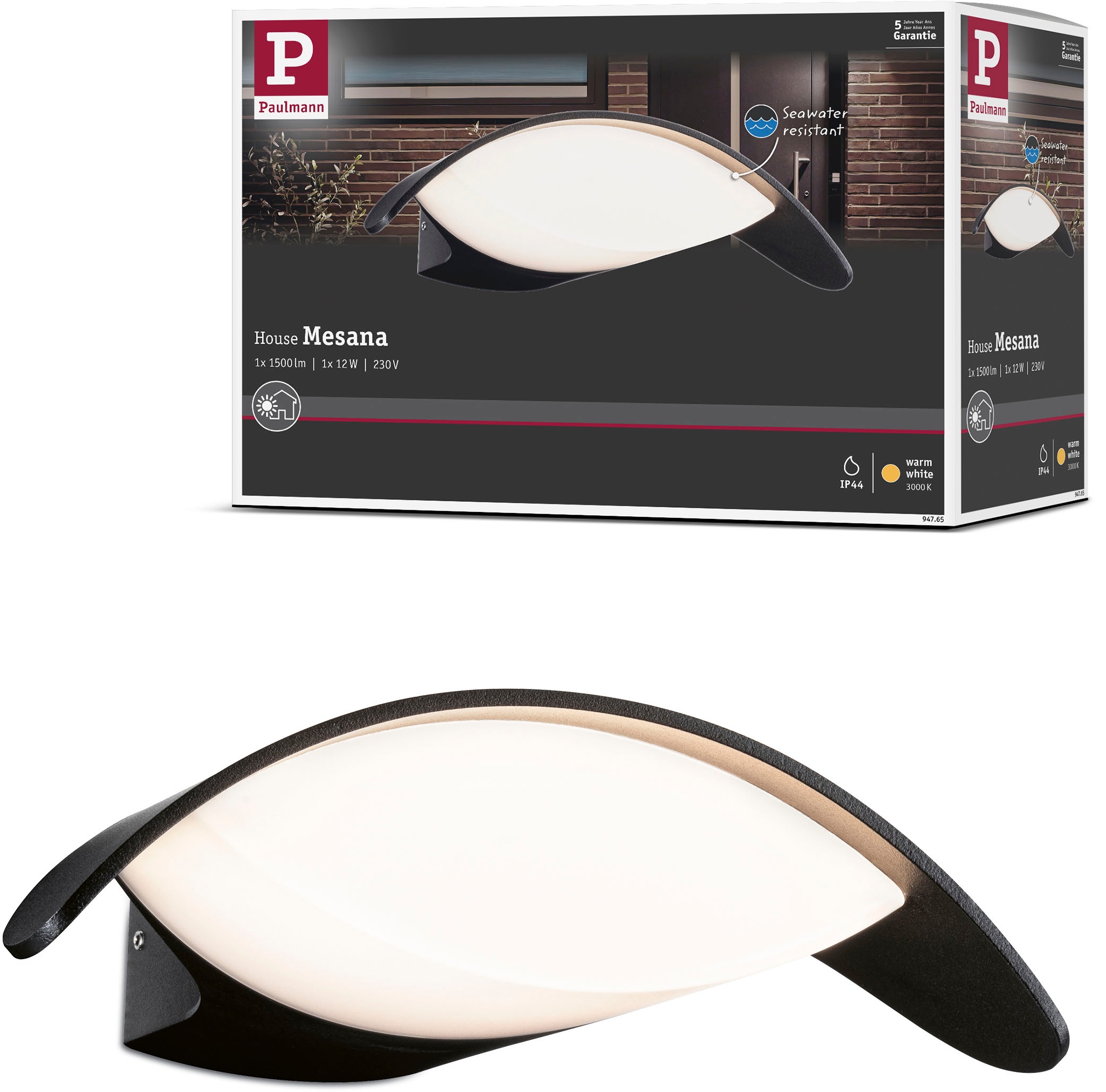 Paulmann LED Außen-Wandleuchte »Outdoor 230V Mesana IP44 anthrazit«, 1 flam günstig online kaufen