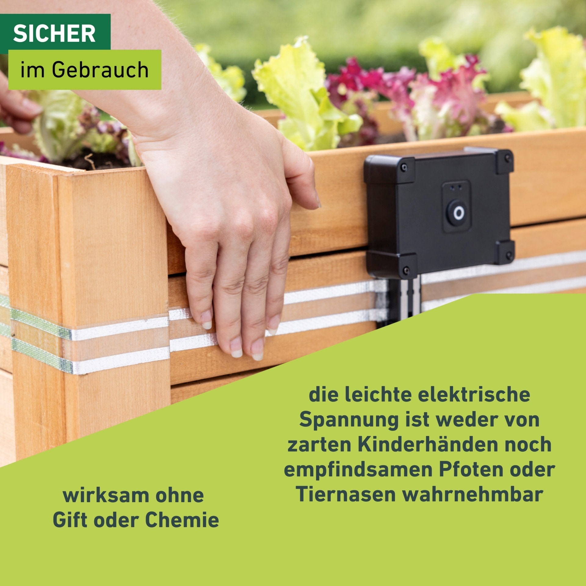 Windhager Schneckenkante »elektrisch inkl. 10 m Barrierestreifen, Schneckenabwehr e-FENCE« für Hochbeete, Schneckenband selbsklebend