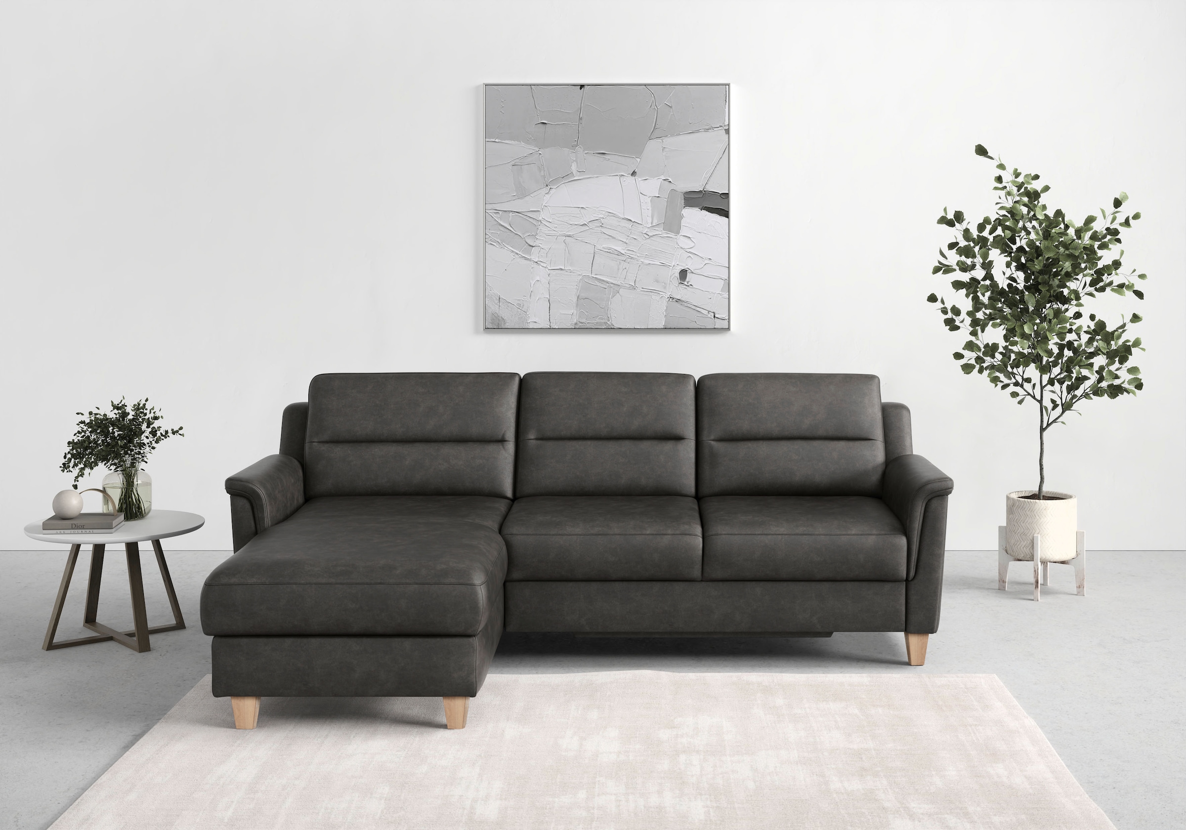 sit&more Ecksofa »Farö L-Form« inklusive Federkern, wahlweise mit Bettfunktion und Bettkasten