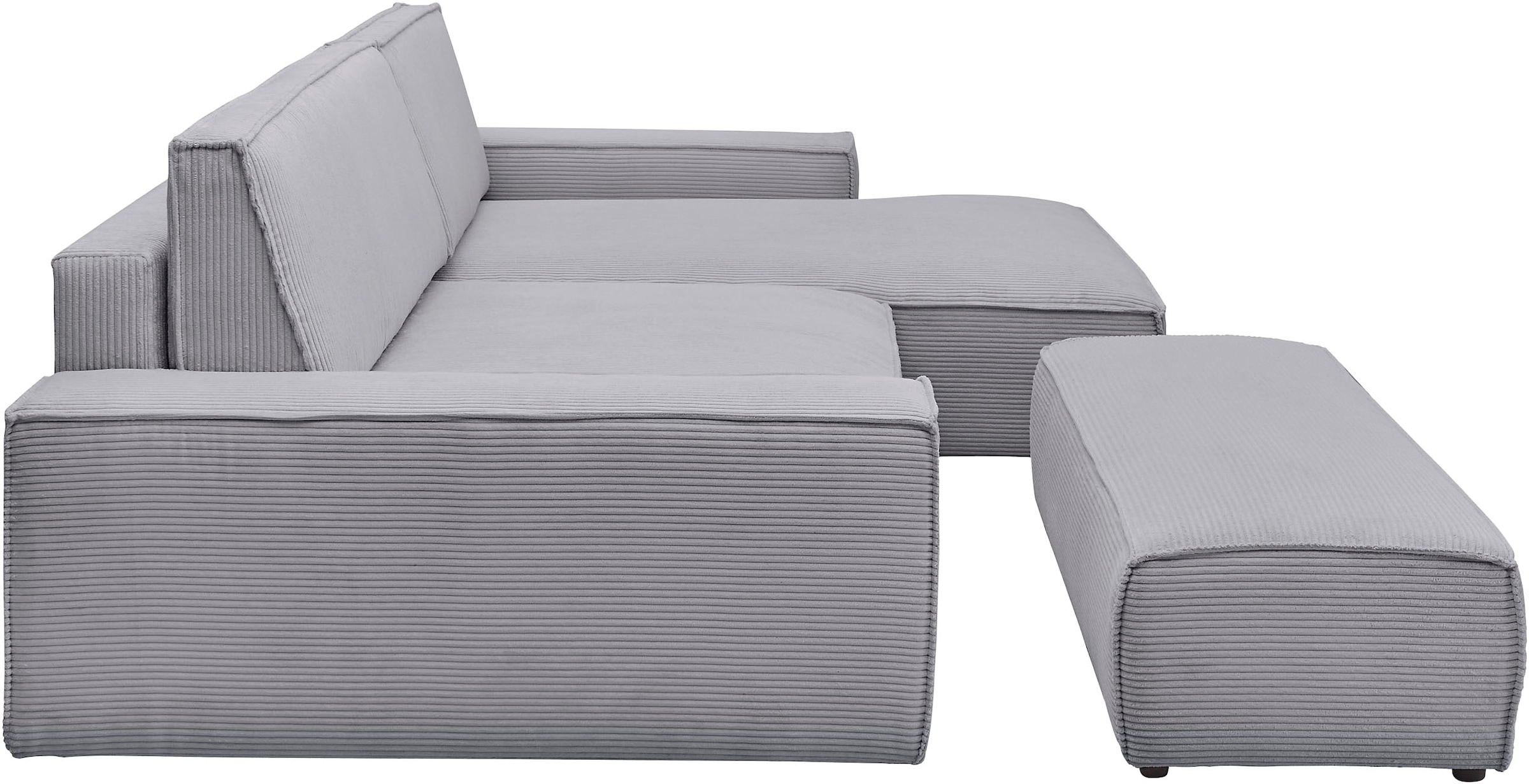 Home affaire Polsterecke »NEU: SHERWOOD XXL tief, L-Form mit Schlaffunktion, Big-Sofa mit Hocker«, (Set, 2 St.), stellbar zum Schlafsofa (Krokodilverbinder), Cord, Leinenoptik
