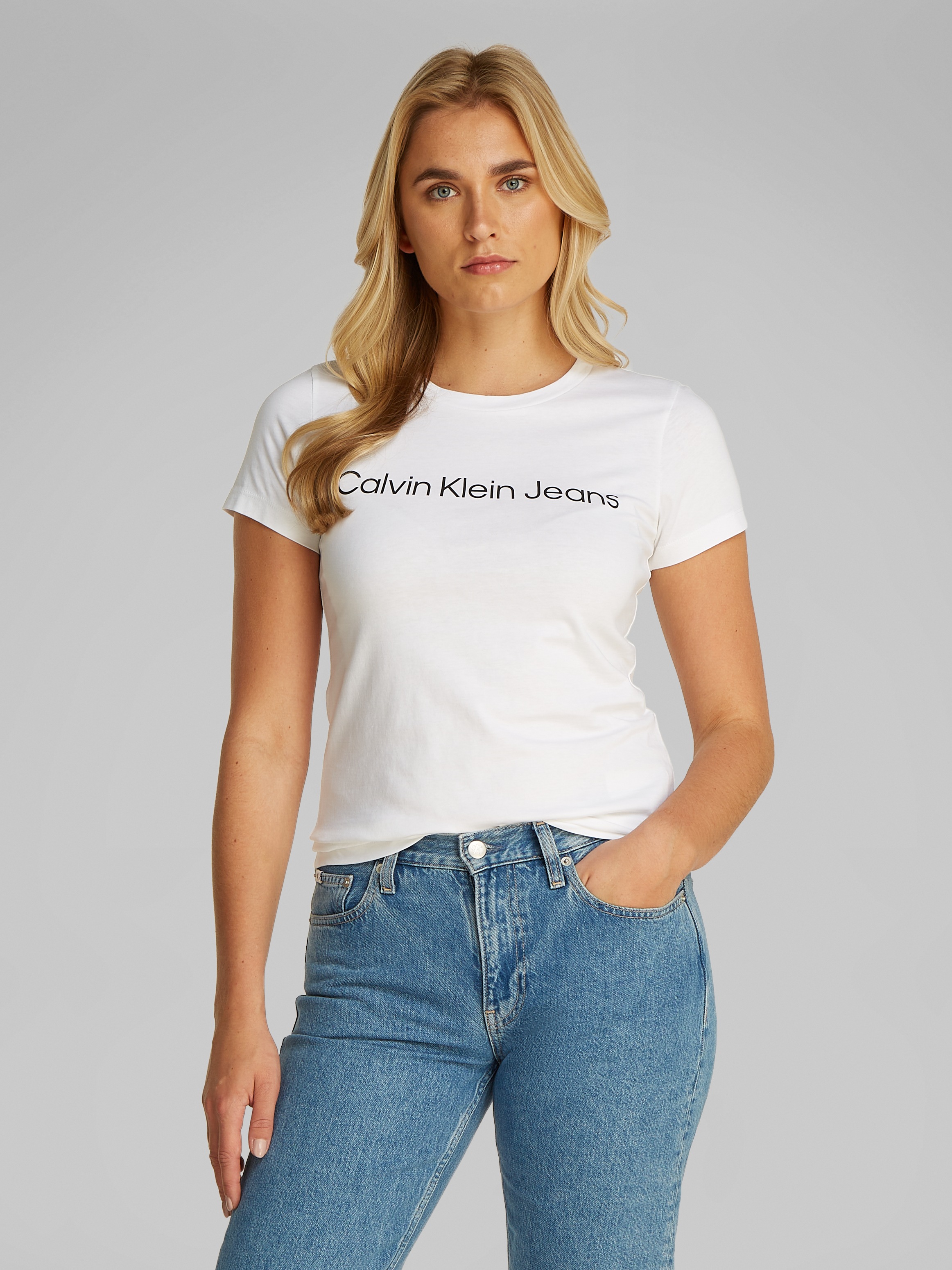 Calvin Klein Jeans T-Shirt »INSTITUTIONAL LOGO 2-PACK TEE«, (Packung, 2er-Pack), mit Logoschriftzug