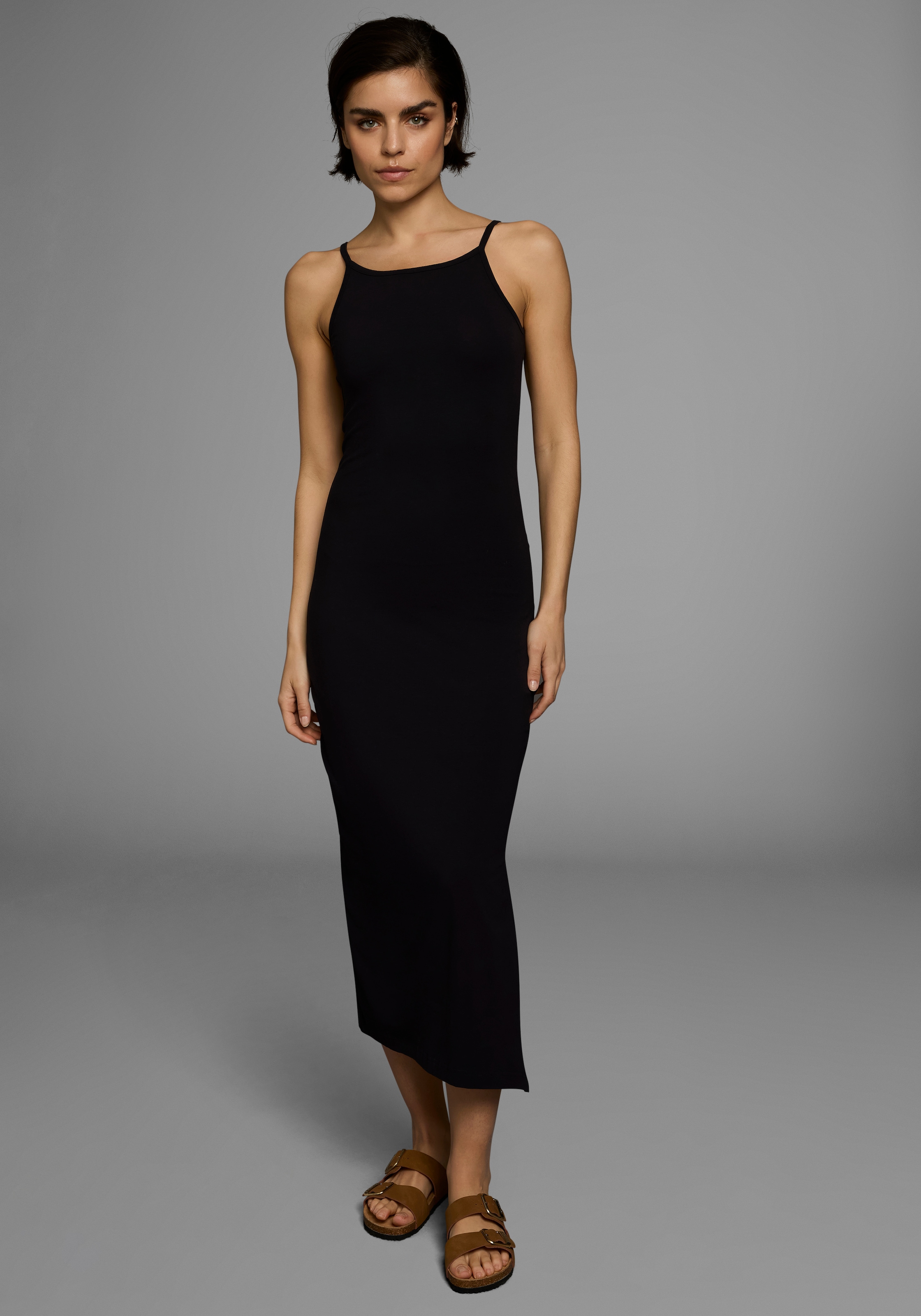 AJC Sommerkleid Ohne Taschen festlich,  Maxilänge,  unifarben,  aus elastischem Single Jersey