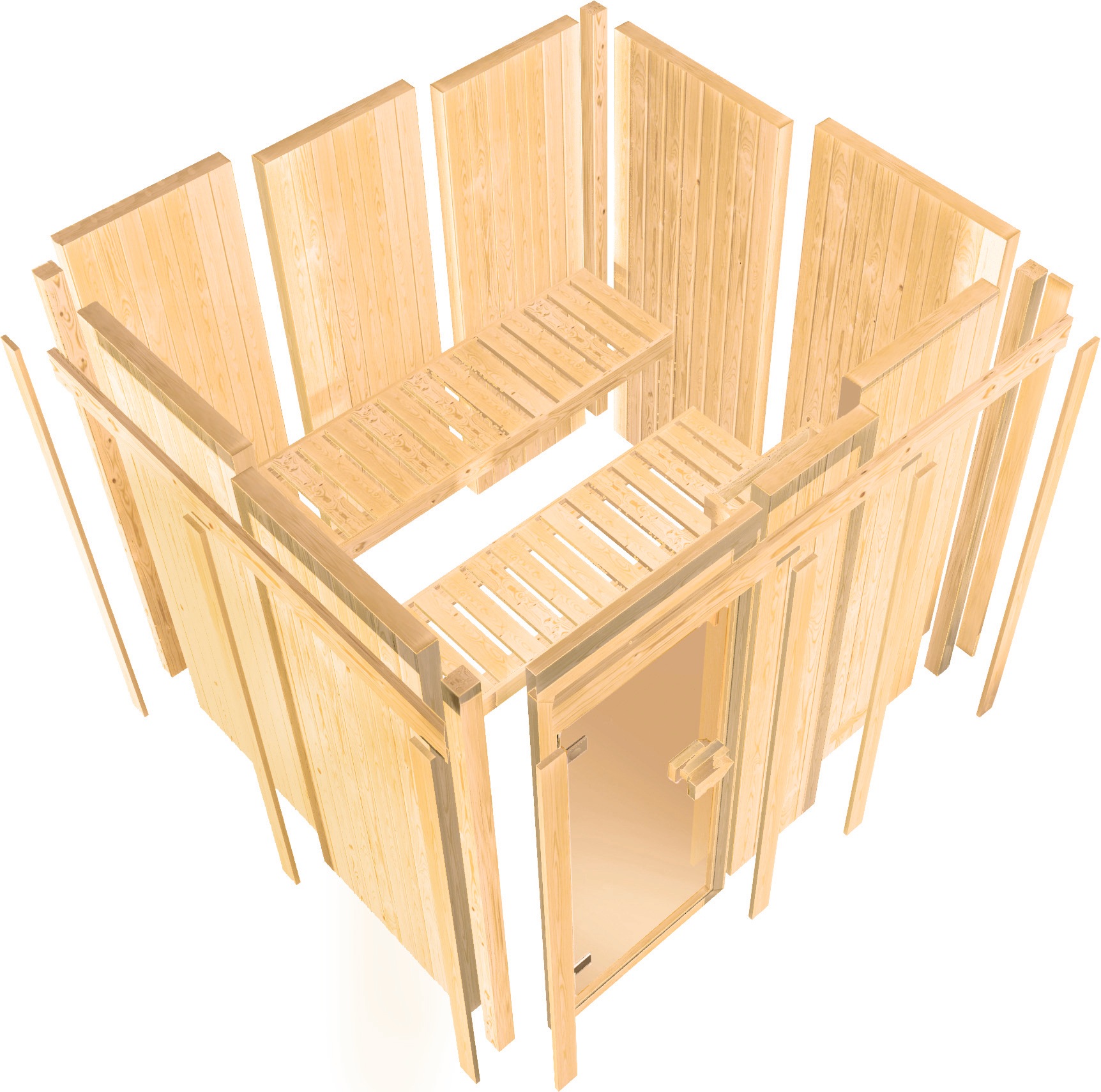 Karibu Sauna »Avril« Set,  Ofen 9 kW Bio externe Strg easy