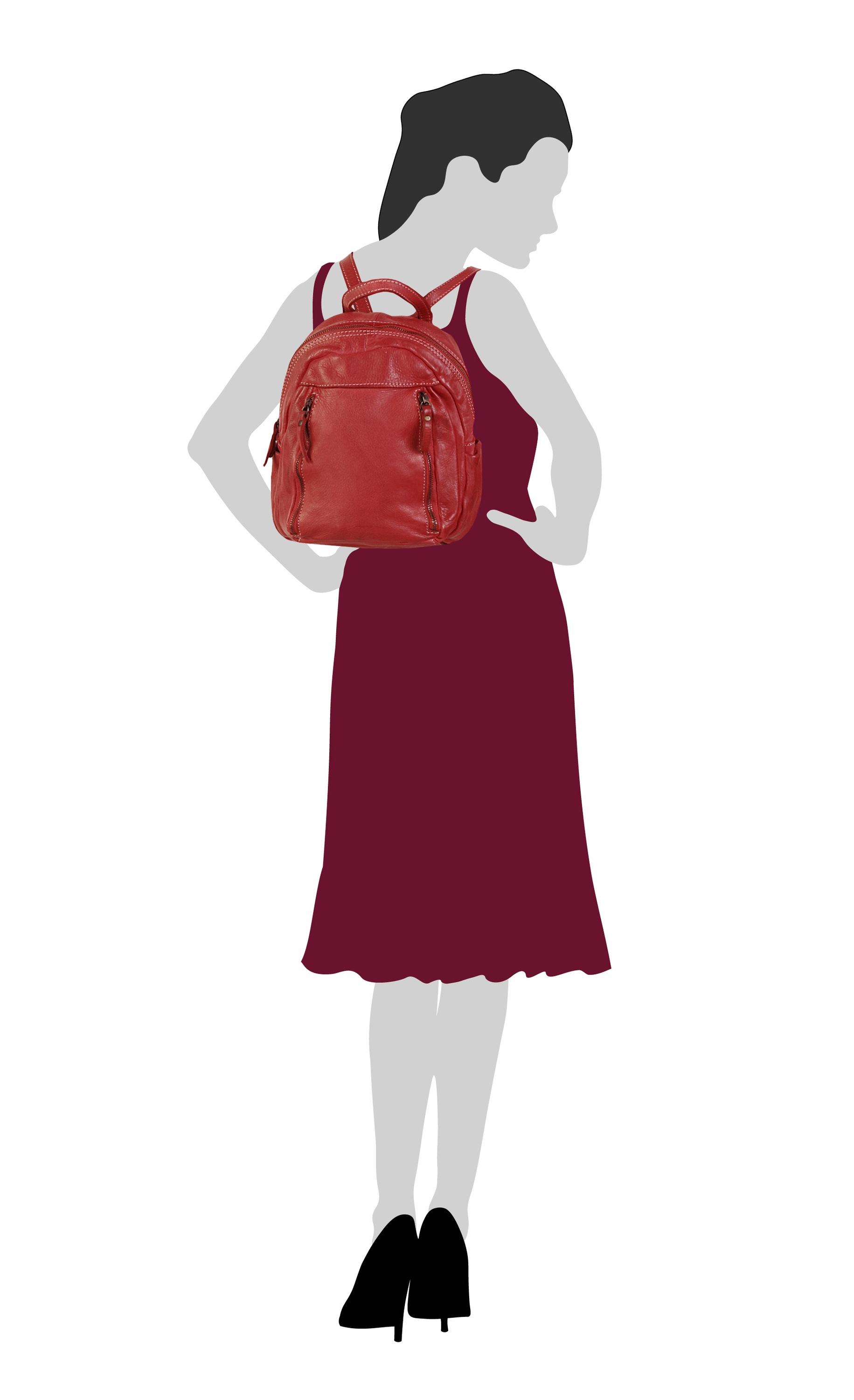 Cluty Cityrucksack, echt Leder, Made in Italy