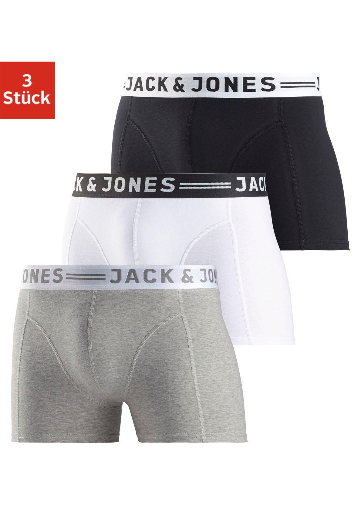 Jack & Jones Boxer »Sense Trunks« Packung, 3er-Pack, 3 Stk. Baumwollmischung, elastisches Bündchen