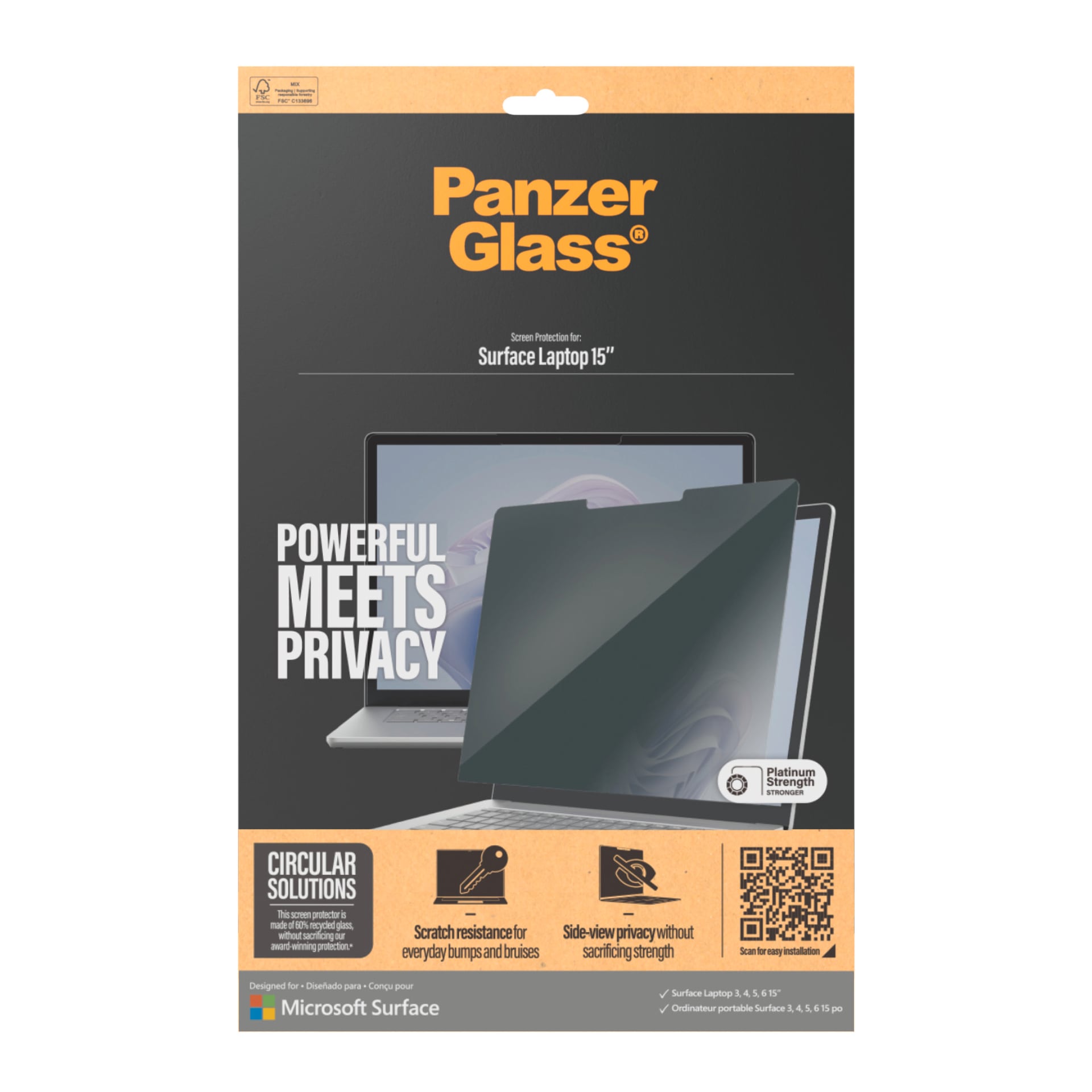 CARE by PanzerGlass Displayschutzfolie »Privacy Filter Screen Protector«, für Microsoft Laptop 15 2nd/3rd/4th/5th/6th Edition, Displayschutz, Schutzfolie, Blickschutz, kratz- & stoßfest