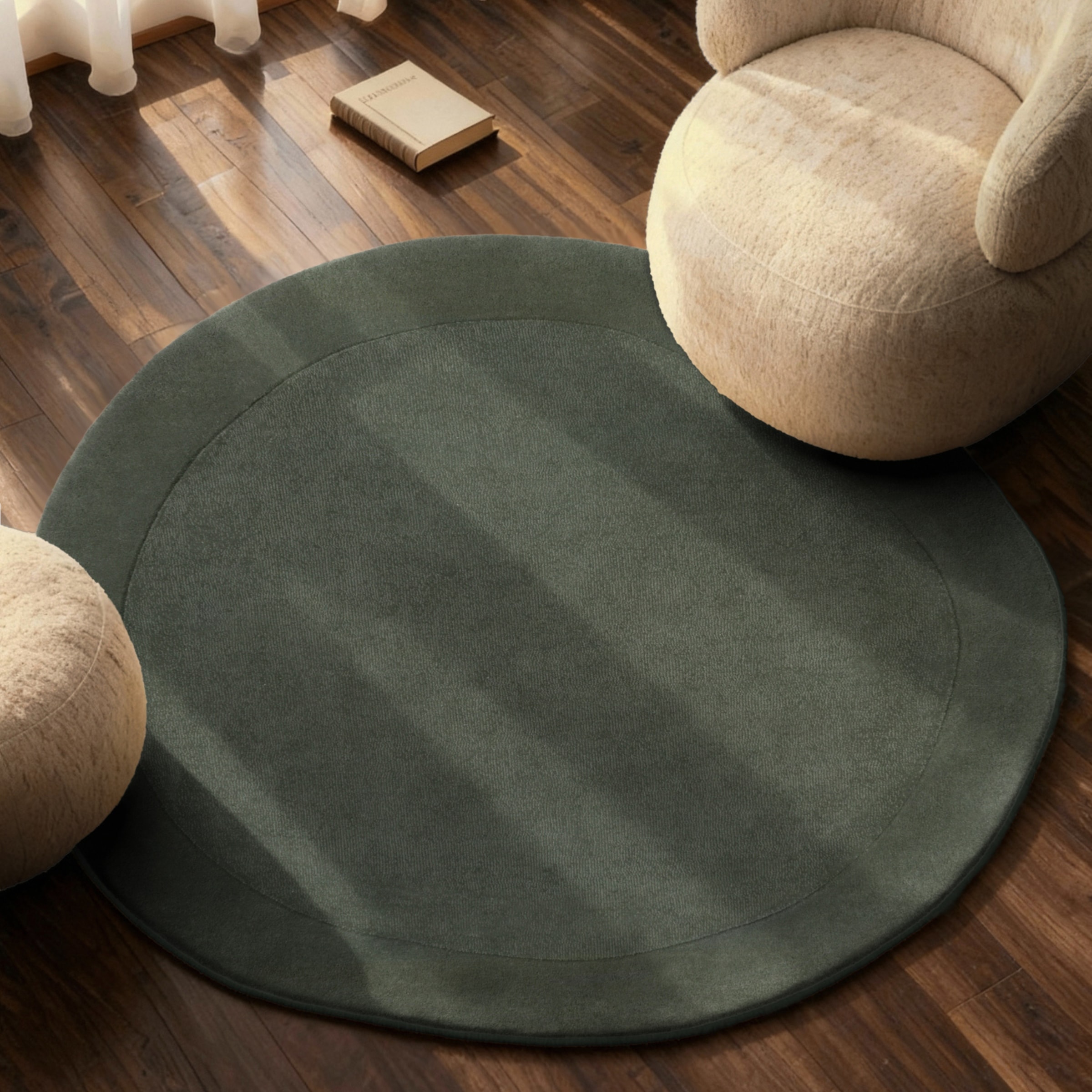 Villeroy & Boch Teppich »Wollteppich Kari« rund 17 mm Höhe Handgewebt, Wolle, Bordüre, Einfarbig, Läufer, Wohnzimmer, Organisch