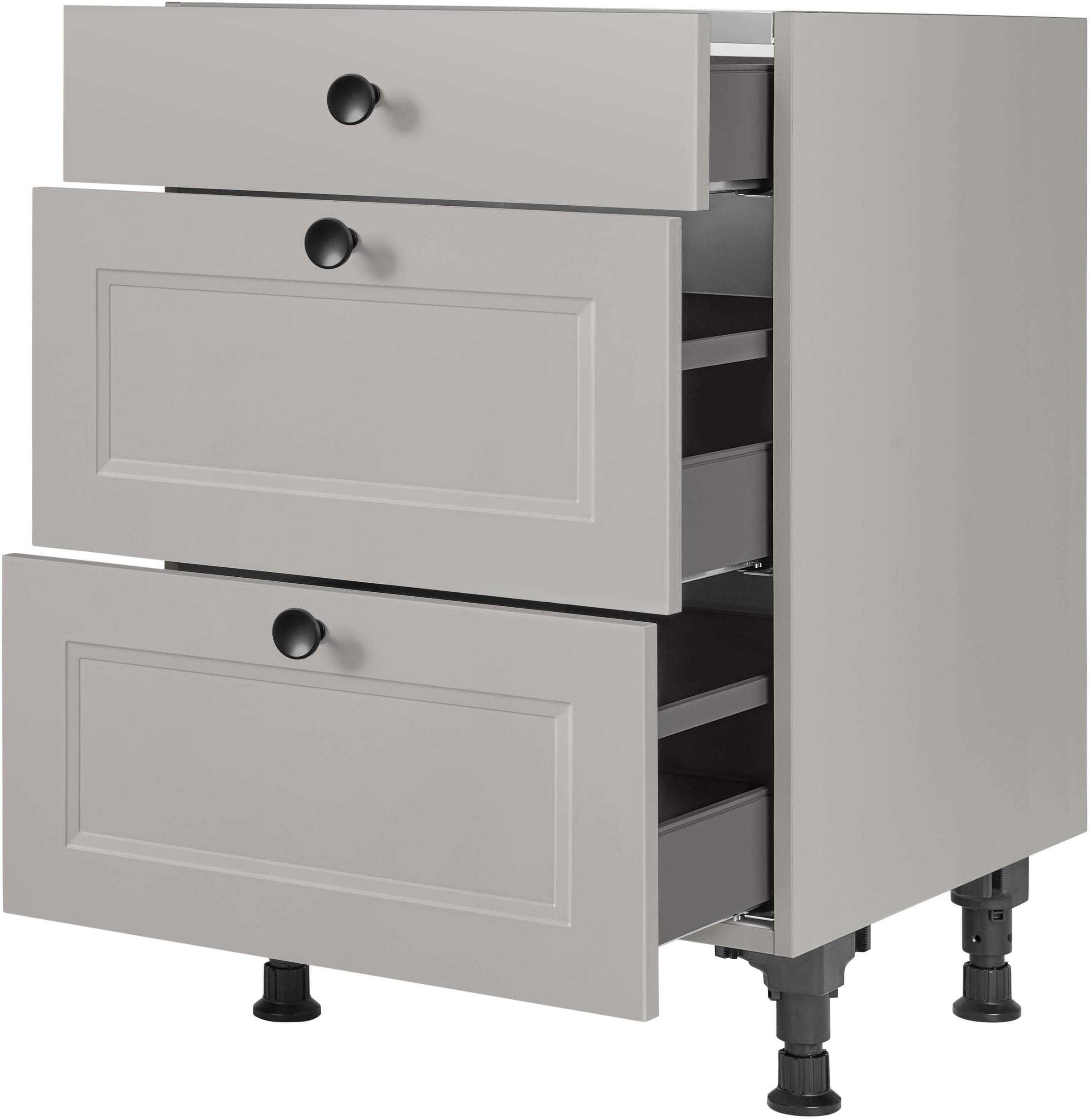 nobilia® Kochfeldumbauschrank »"Cascada", vormontiert, mit Schubkasten und Auszügen,« in den Breiten 60 und 90 cm