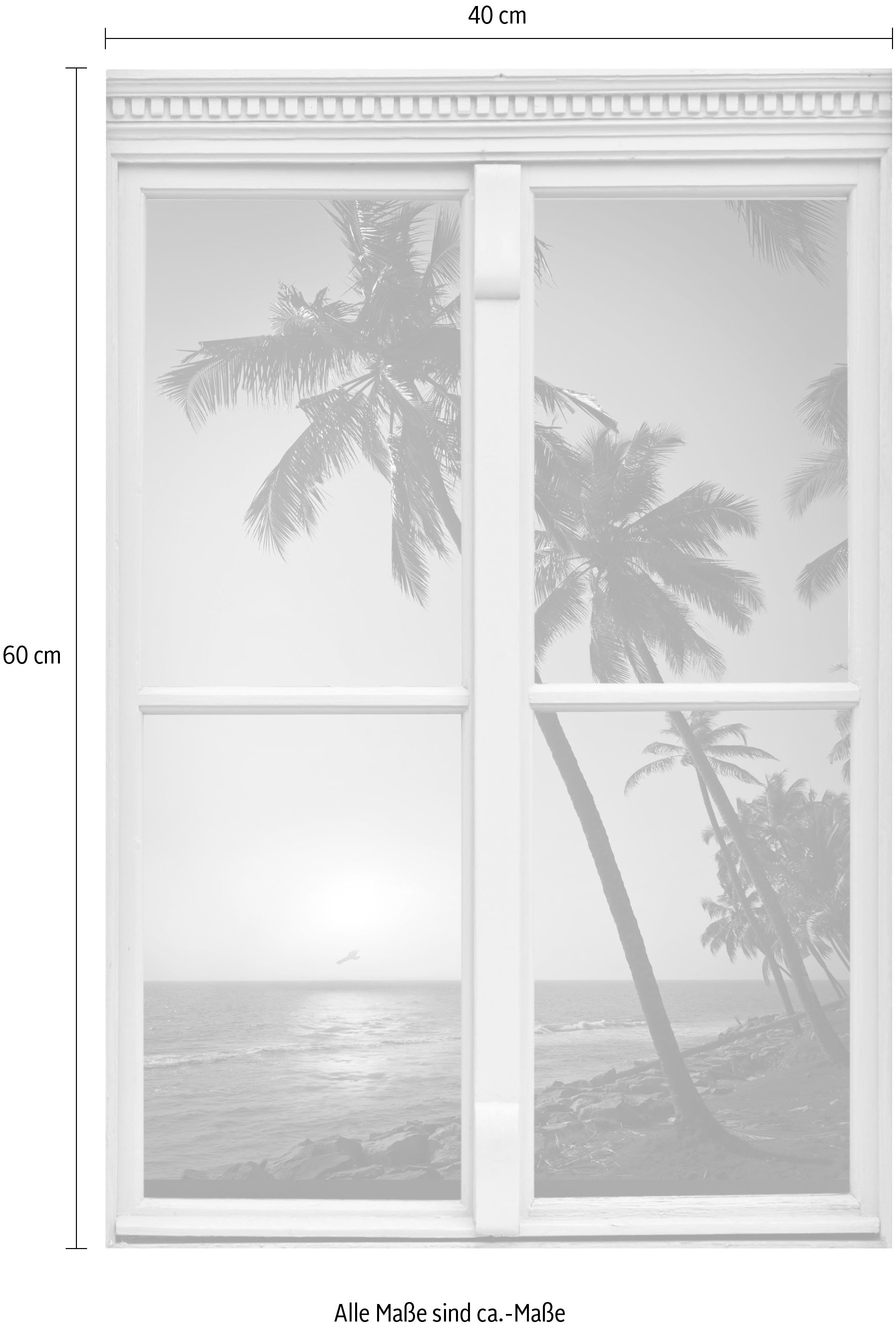 queence Wandsticker »Palmenstrand«, Wandsticker, Wandbild, selbstklebend, 3D, Fenster