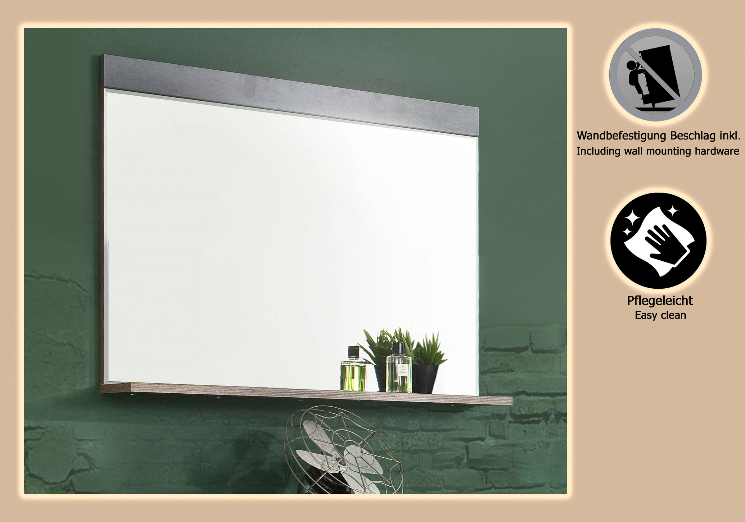 INOSIGN Garderobenspiegel »Ilana« Spiegel mit Ablageboden - (B/T/H) 90/16/69 cm