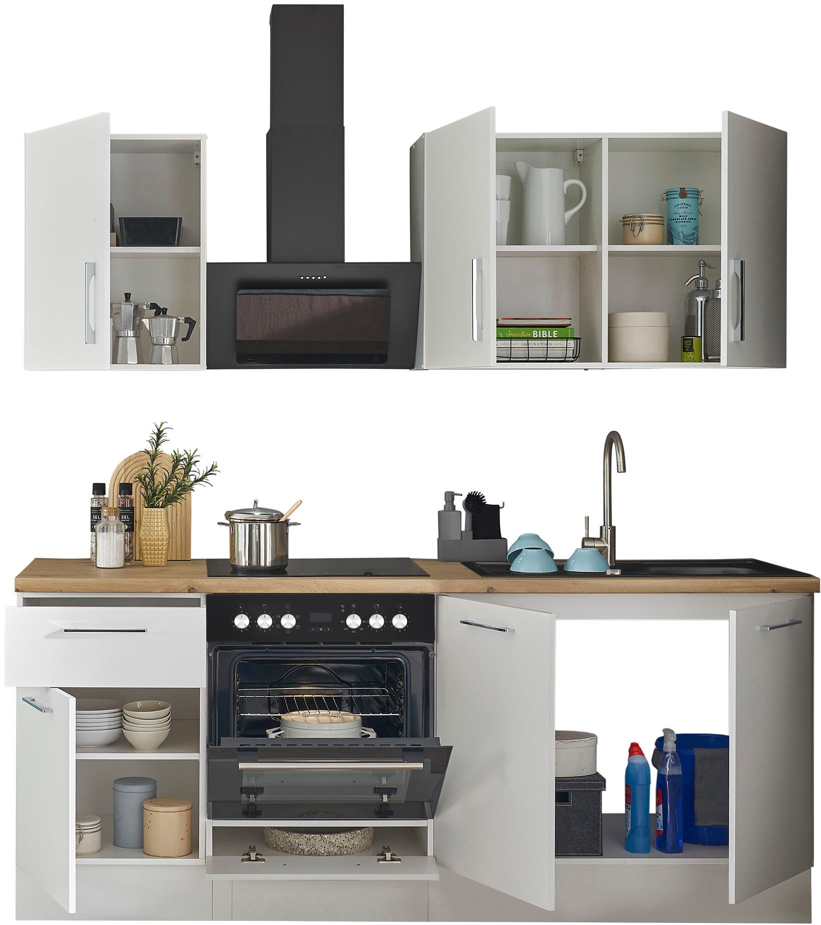 BASIC by Balculina Küchenzeile »Turin«, Breite 210 cm, wahlweise mit E-Geräten