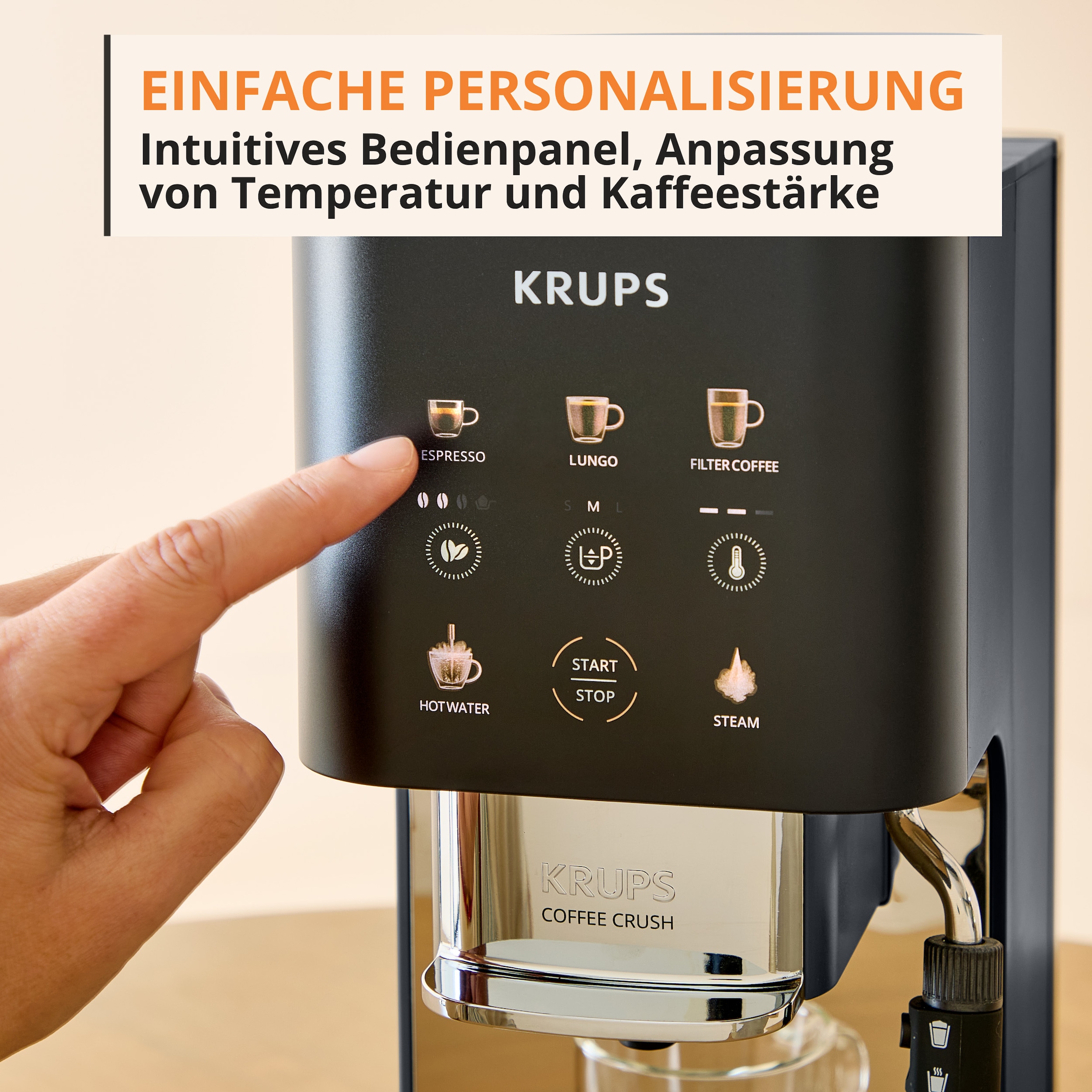 Krups Kaffeevollautomat »SA404B Coffee Crush Extra Milk« kompakt, gemahlenen oder vorgemahlenen Kaffee, intuitives Bedienfeld