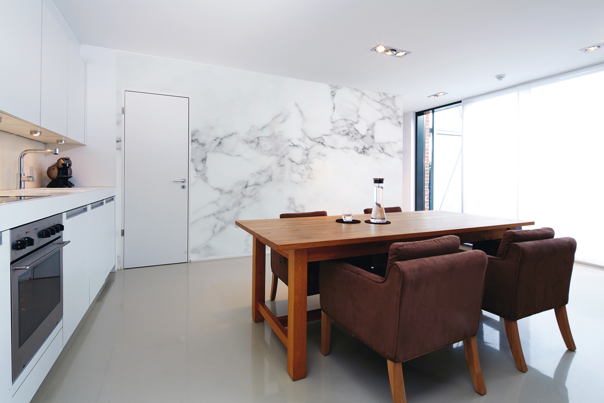 living walls Fototapete »Designwalls White Marble 1«, Vlies, Wand, Schräge, Decke