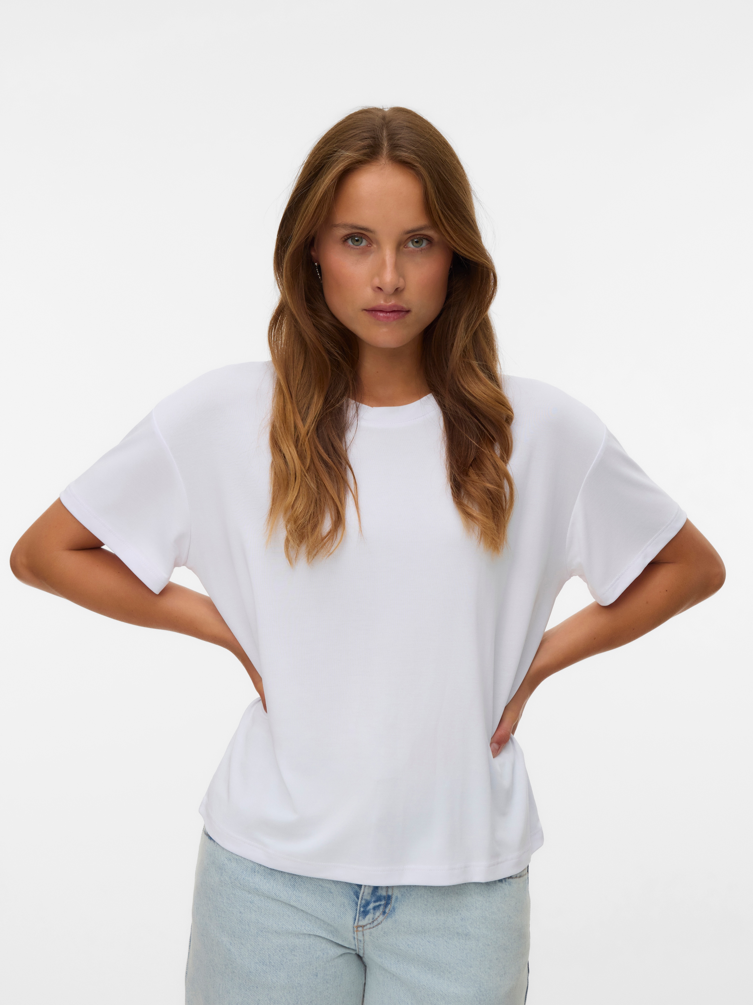 Vero Moda Kurzarmshirt »VMFILLI 2/4 TEE JRS NOOS« Materialmix, relaxed fit