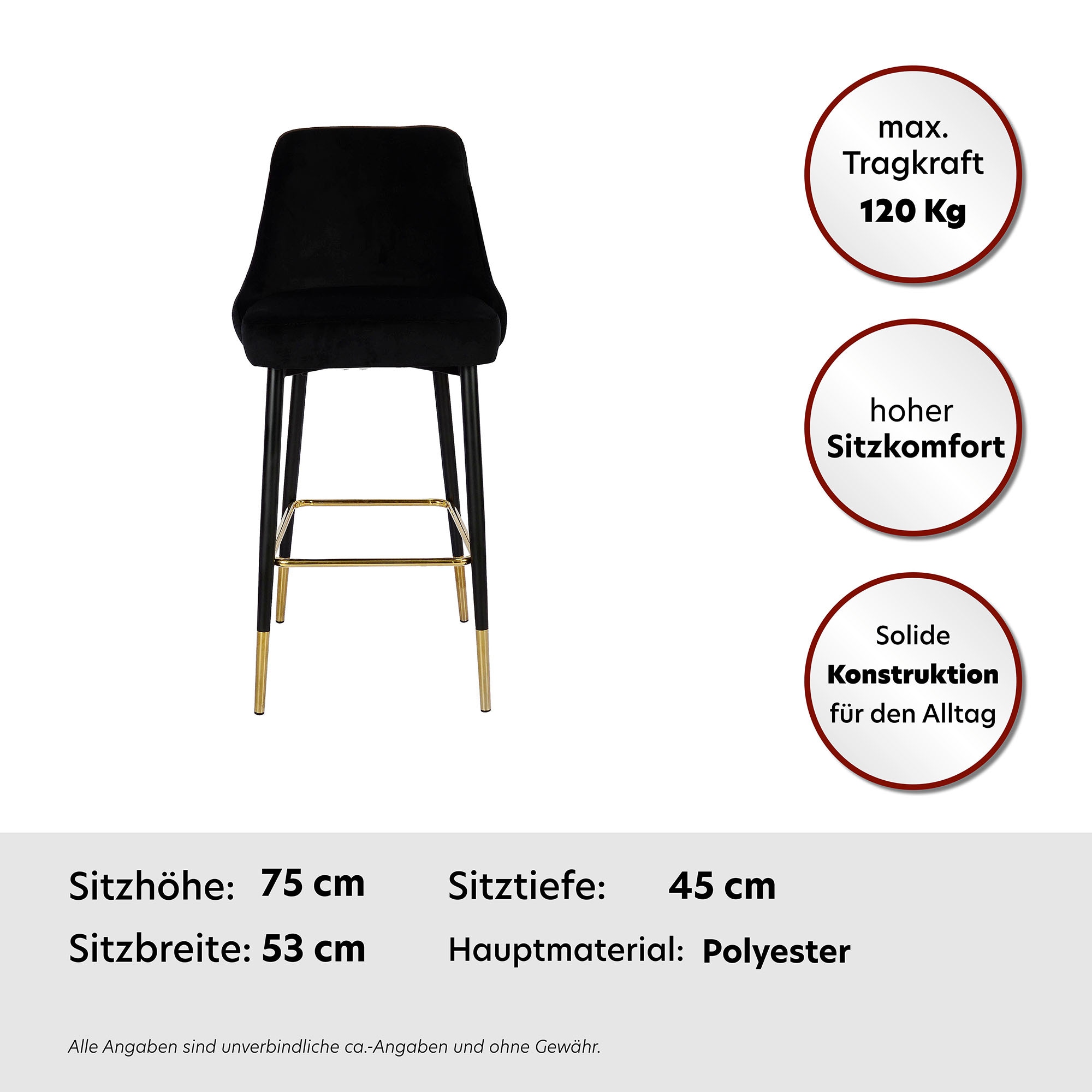 Kayoom Hochstuhl »Barstuhl Moonlight 125, gesteppte Rückenlehne, Stuhlbeine aus Eisen«, 1 St., mit Fußstütze, gesteppte Rückenlehne, 2-farbig elegantes Gestell
