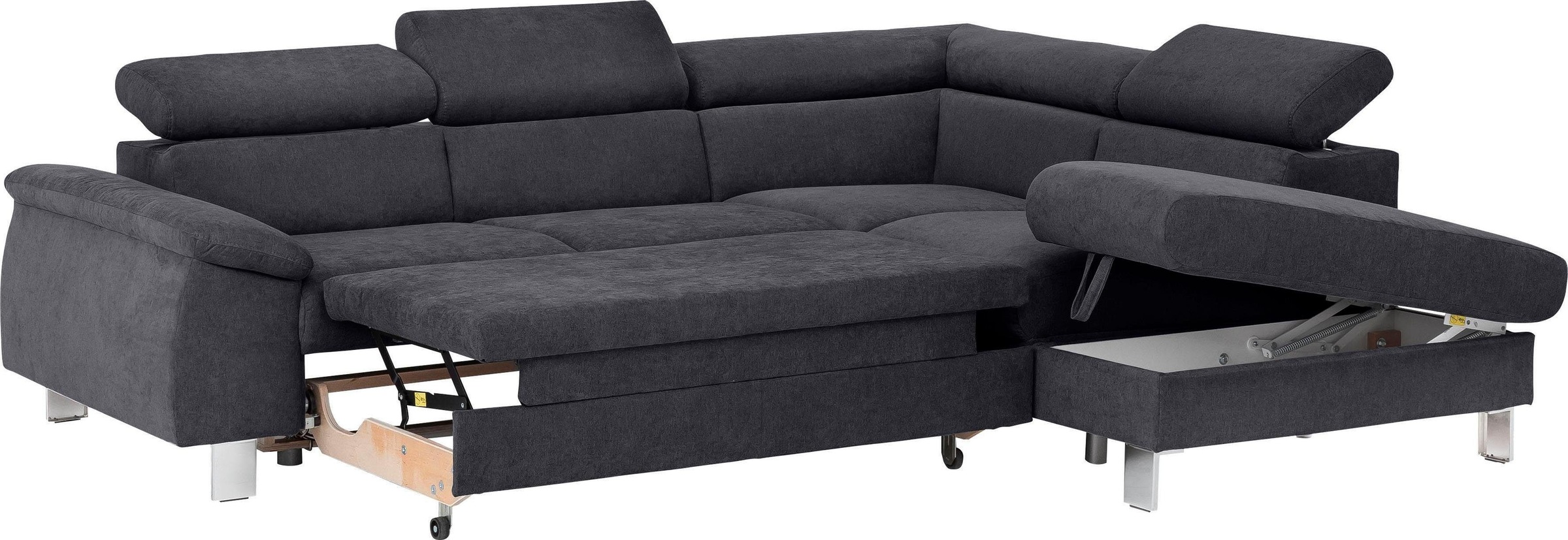 COTTA Polstergarnitur »Komaris L-Form«, (Set), Set bestehend aus: Ecksofa mit Kopfteilverstellung & Hocker
