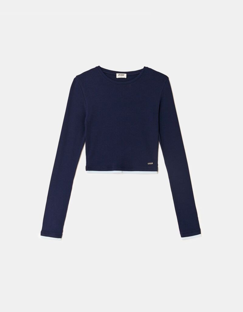 Tally Weijl Langarmshirt »STSCOCUFFA« Baumwollmischung, Basic Shirt, bauchfrei