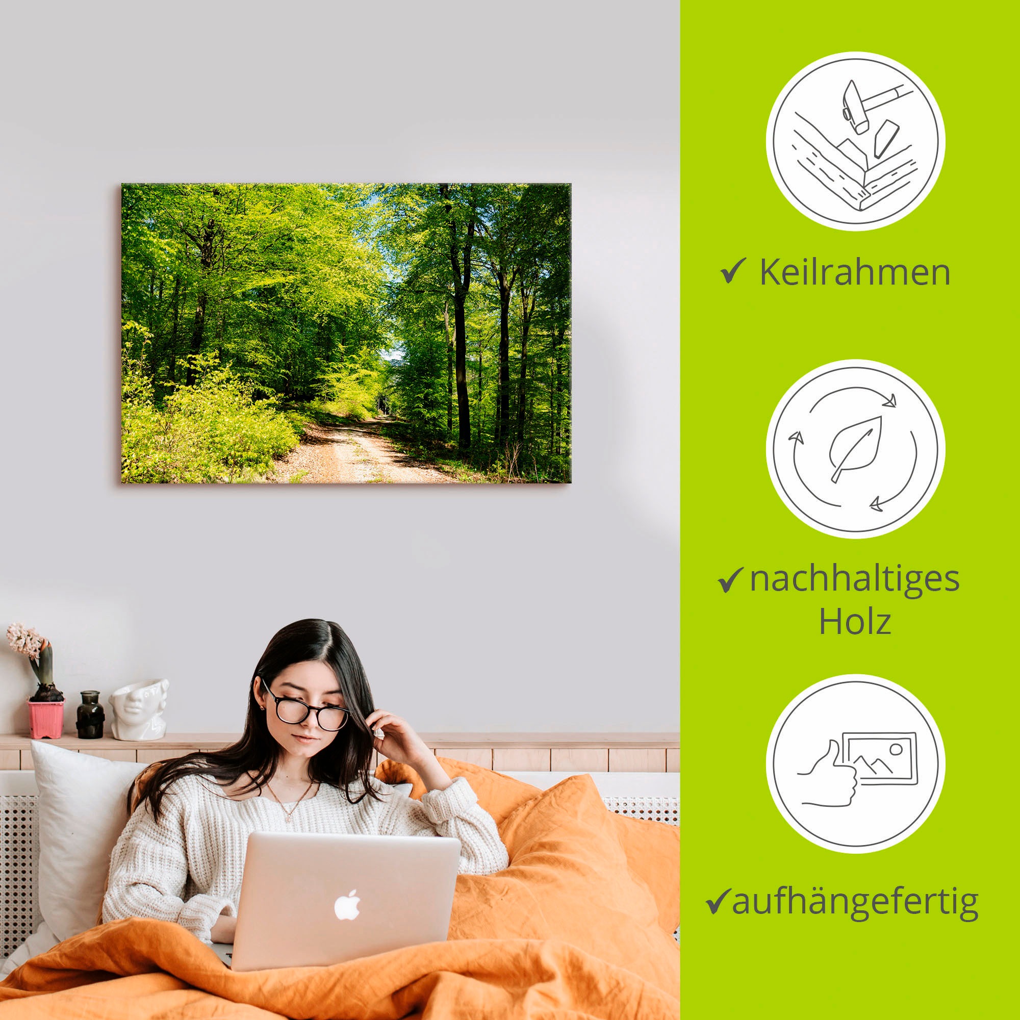 Artland Wandbild »Blauer Himmel über dem Wald im Mai«, Wald, (1 St.), als Leinwandbild, Poster in verschied. Größen