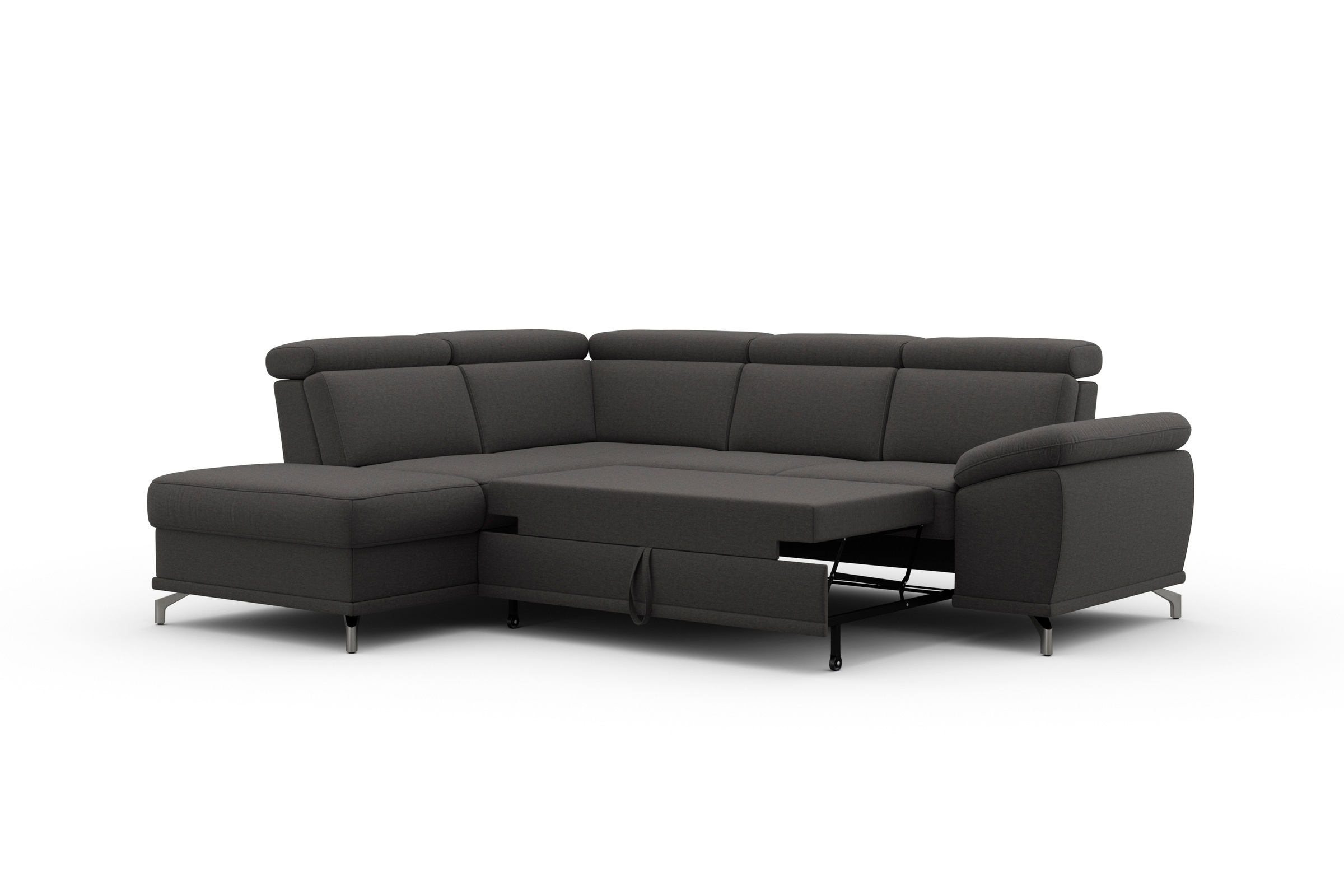sit&more Ecksofa »Cabrio L-Form, mit Sitztiefenverstellung, Arm- und Kopfteilverstellung«, 3 Nierenkissen, Federkern, optional Bettfunktion und Stauraum