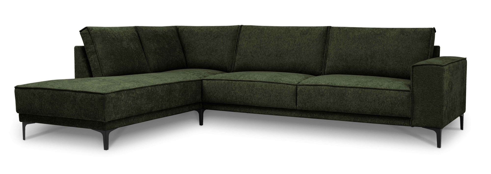 Places of Style Ecksofa »Polsterecke Oland, Struktur, Flachgewebe, Luxus-Microfaser, Boucle«, L-Form, 289 cm, Wellenunterfederung, Skandi-Design, Metallfüße