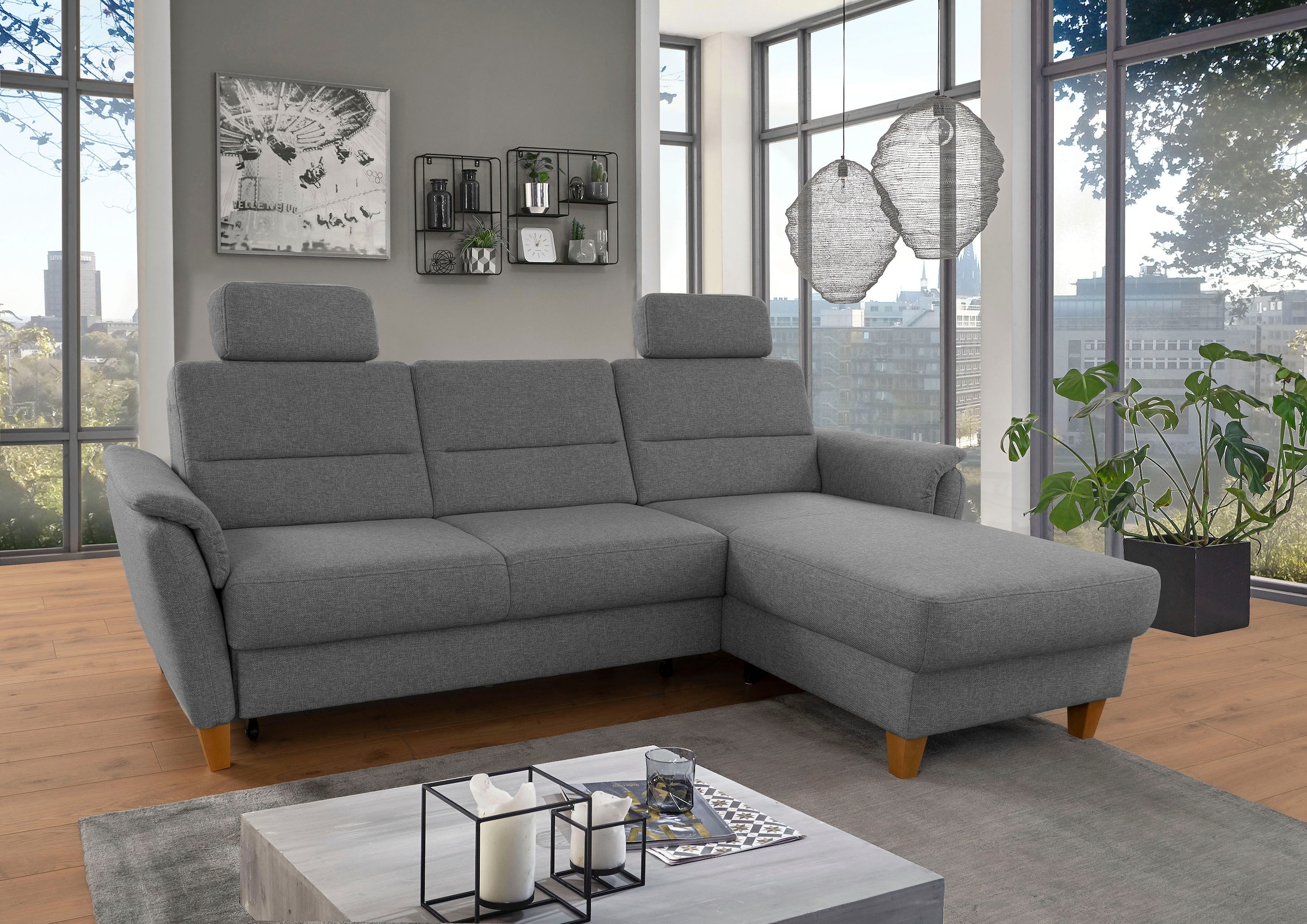 Home affaire Ecksofa »Palmera L-Form«, Federkern, wahlweise mit Bettfunktio günstig online kaufen