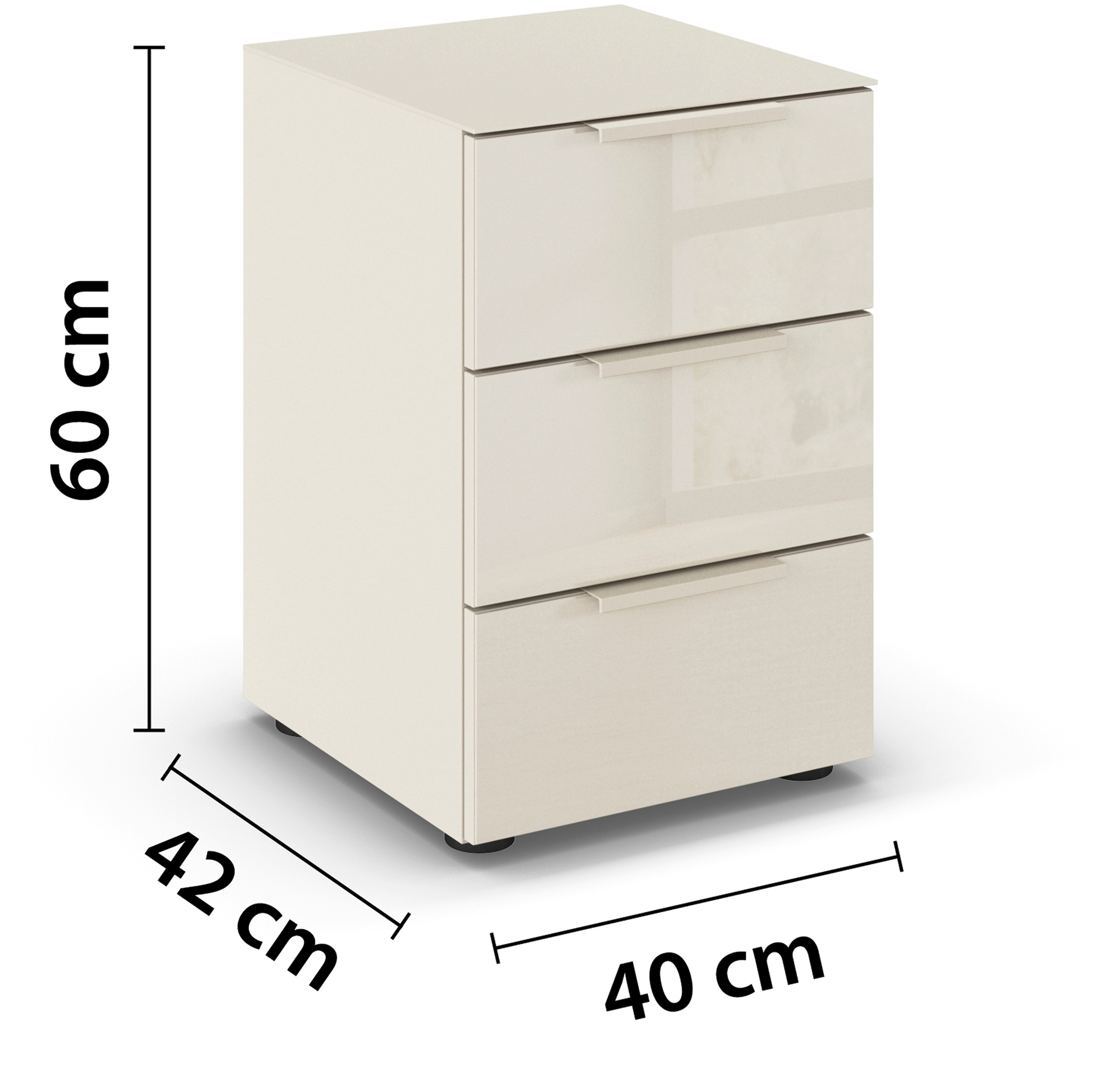 rauch Nachtkommode »Nachttisch Nachtschrank Nachtkonsole FLIPP mit Glasfront« Breite 40 cm,  mit 3 Schubladen und Soft-Close-Funktion, Oberboden und Front Glas