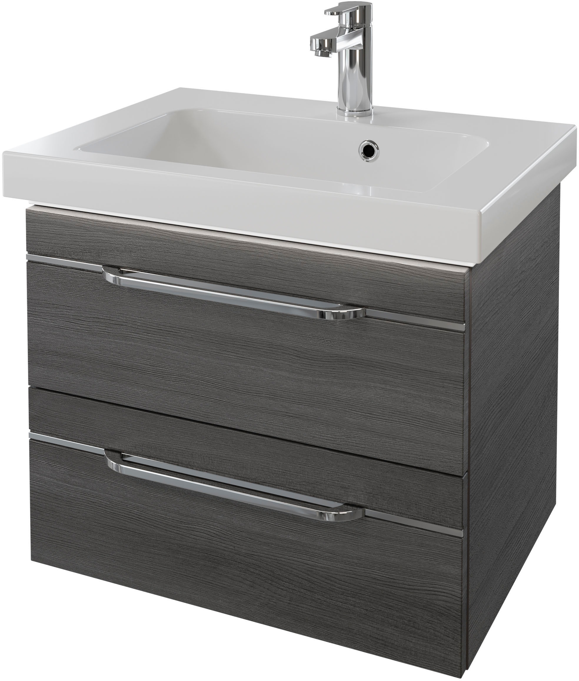 Saphir Badmöbel-Set »Balto 2-teilig Mineralmarmor-Waschtisch mit LED-Spiegel, Waschplatz«, (2 St.), 64,4 cm breit, mit 2 Schubladen, Badschrank inkl. Schubladendämpfer