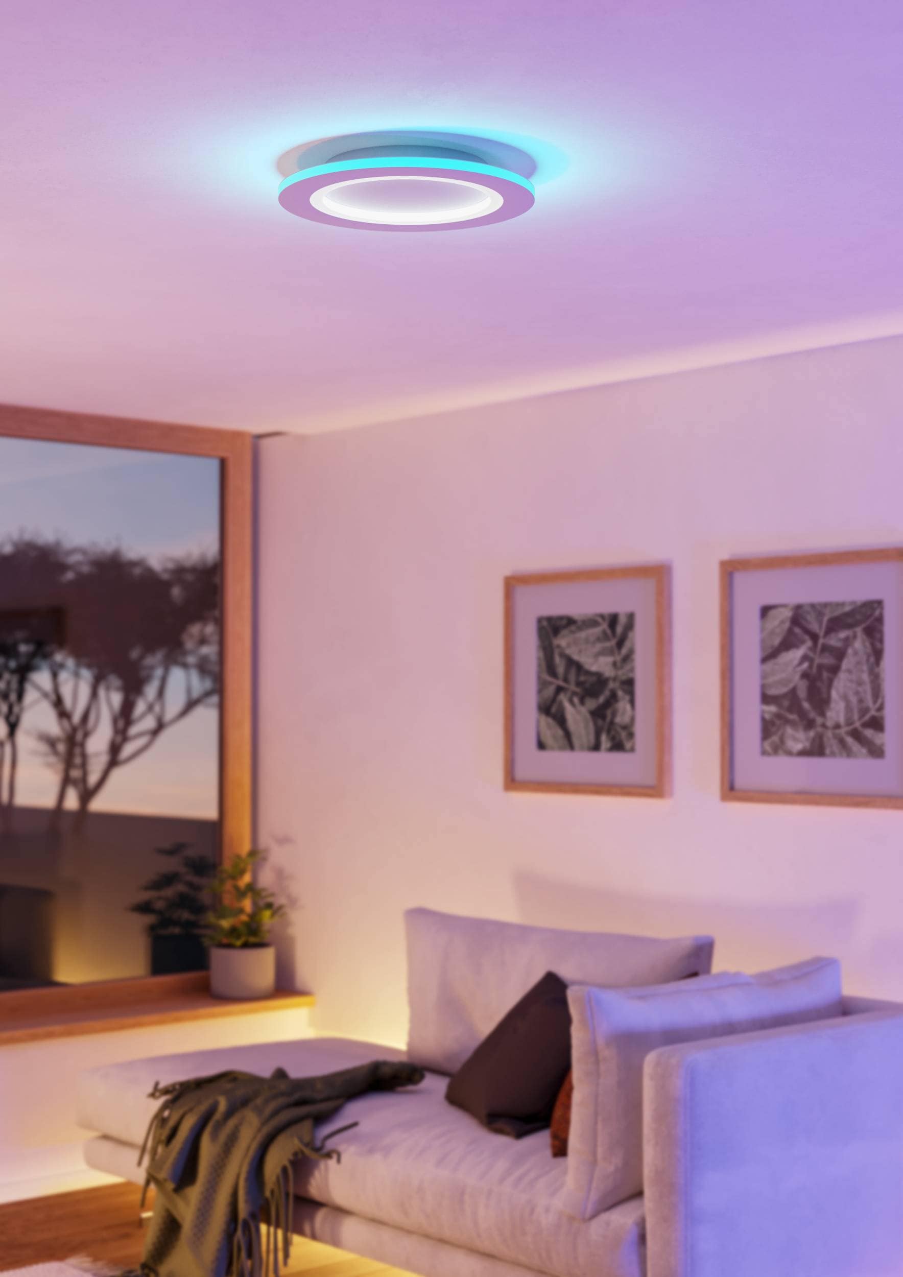 EGLO Deckenleuchte »Padrogiano-Z Deckenlampe, ZigBee 3.0, App und Sprachsteuerung, Lampe« LED-Modul 1 Stk. Kaltweiß | RGB ZigBee, App und Sprachsteuerung Alexa, RGB Rahmen, dimmbar, Ø 60 cm