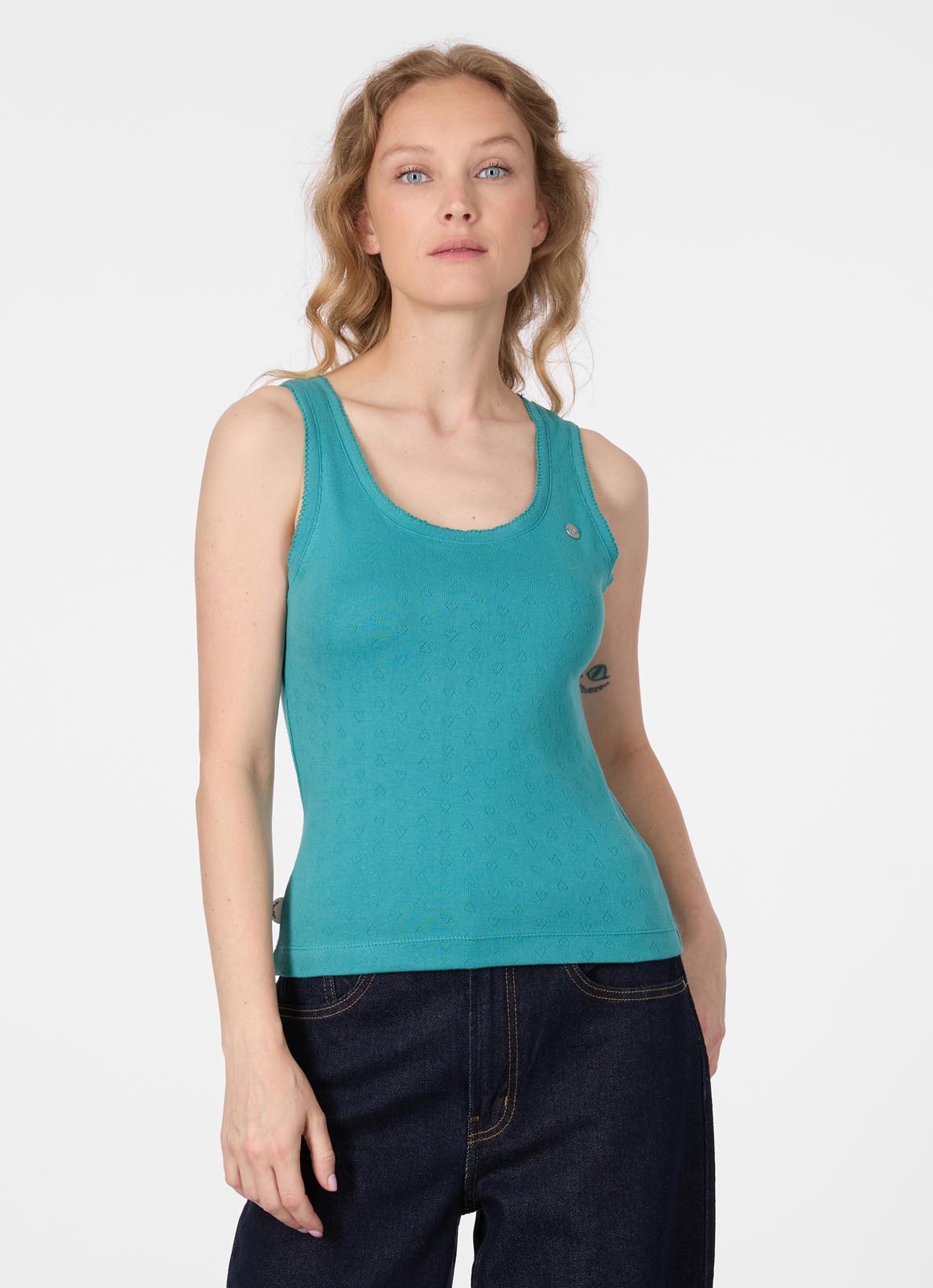 Ragwear Tanktop »AGGY« Aus Baumwolle mit kleinen Herzchen als Lockstickerei