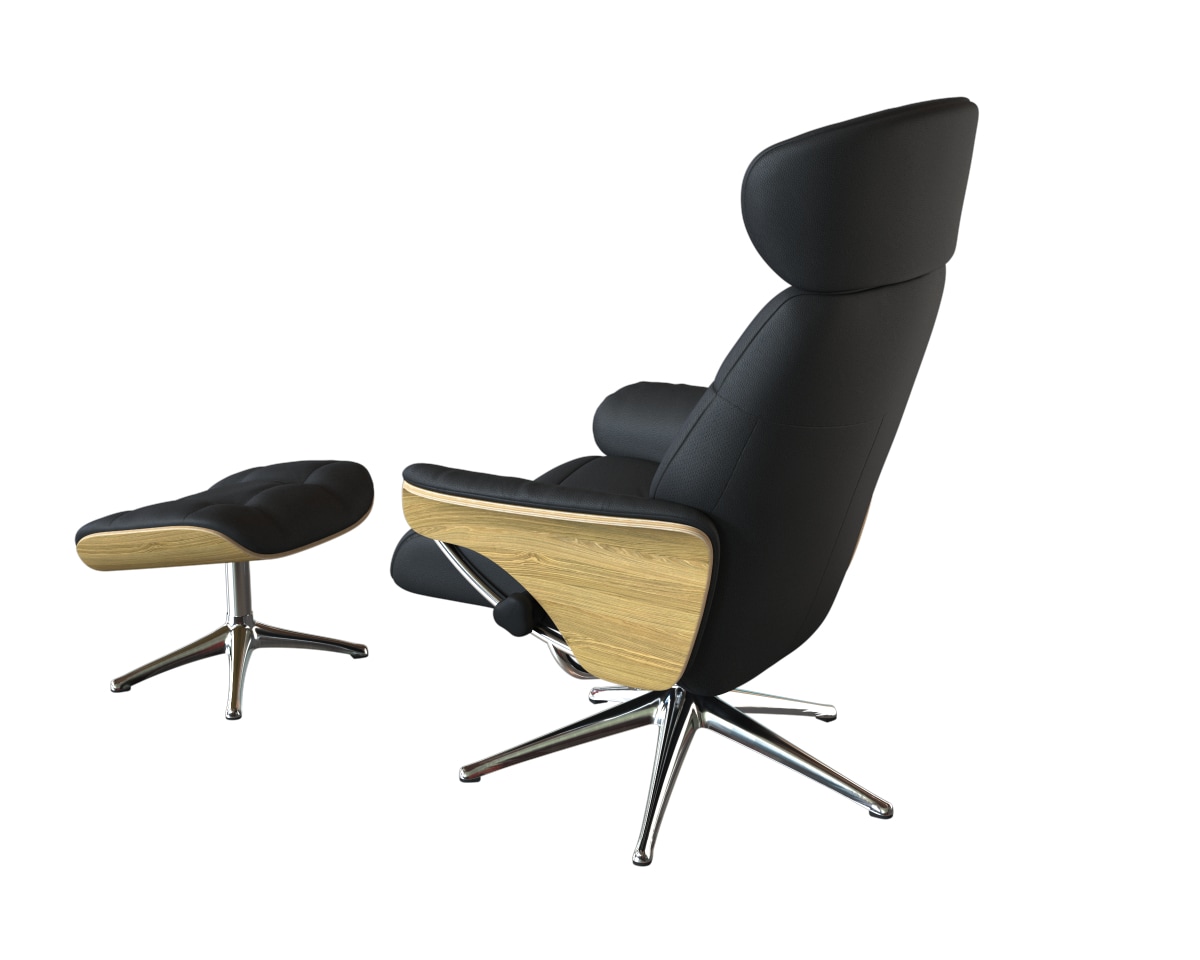 FLEXLUX Relaxsessel »Skagen Funktionsessel, Polstersessel, Armlehne, TV-Fernsehsessel,«, Rücken- und Kopfteilverstellung, Fuß Alu, Armlehne Eiche, Drehbar